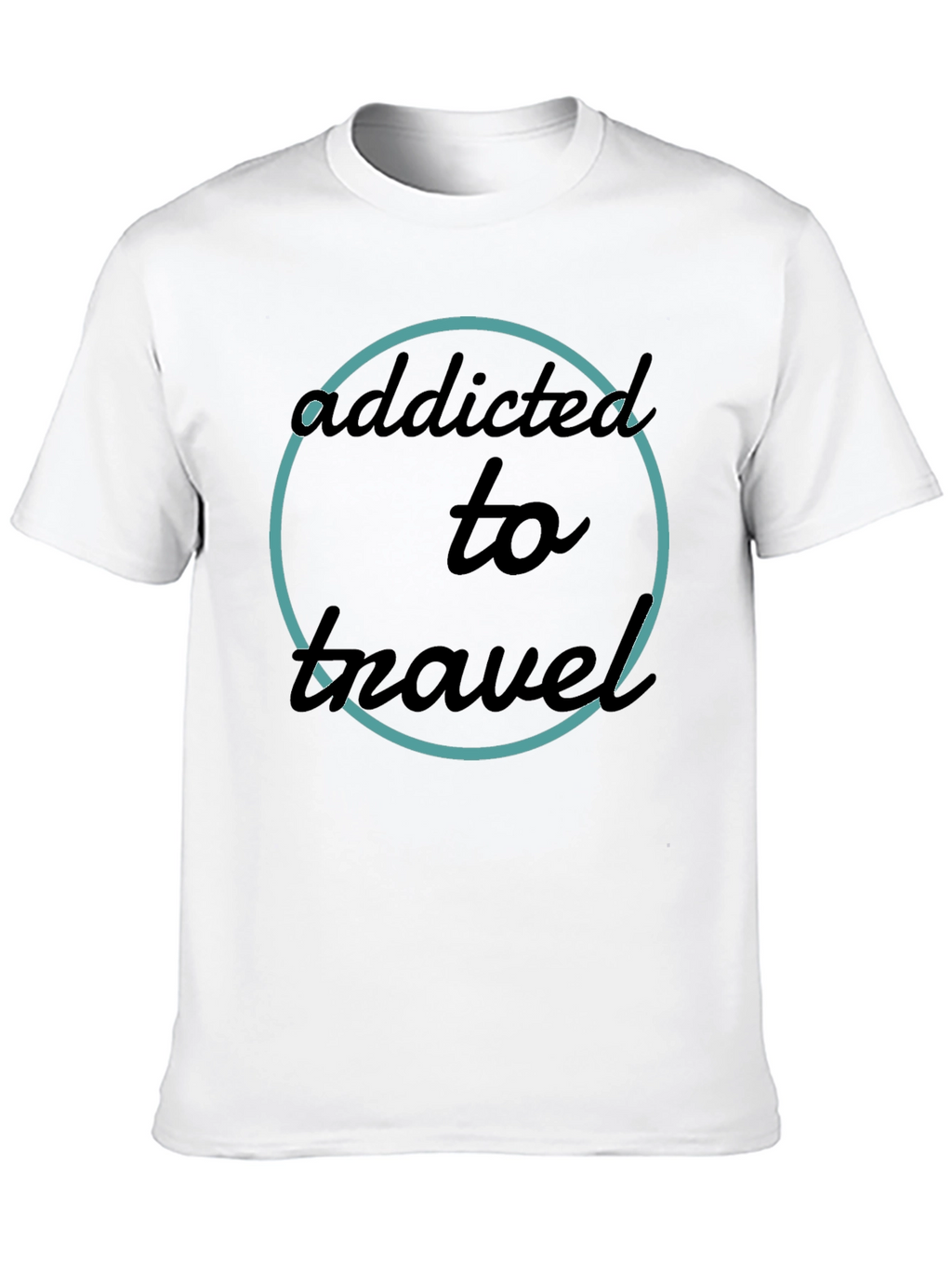 Addicted To Travel T-Shirt - Black Crew Neck