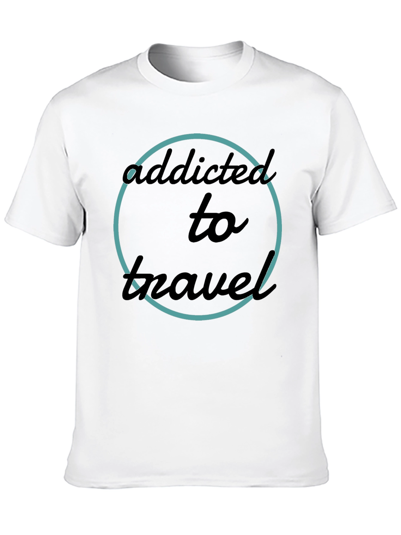 Addicted To Travel T-Shirt - Black Crew Neck
