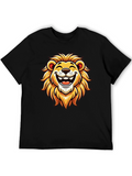 Lion Graphic Tee - Black Cotton T-Shirt