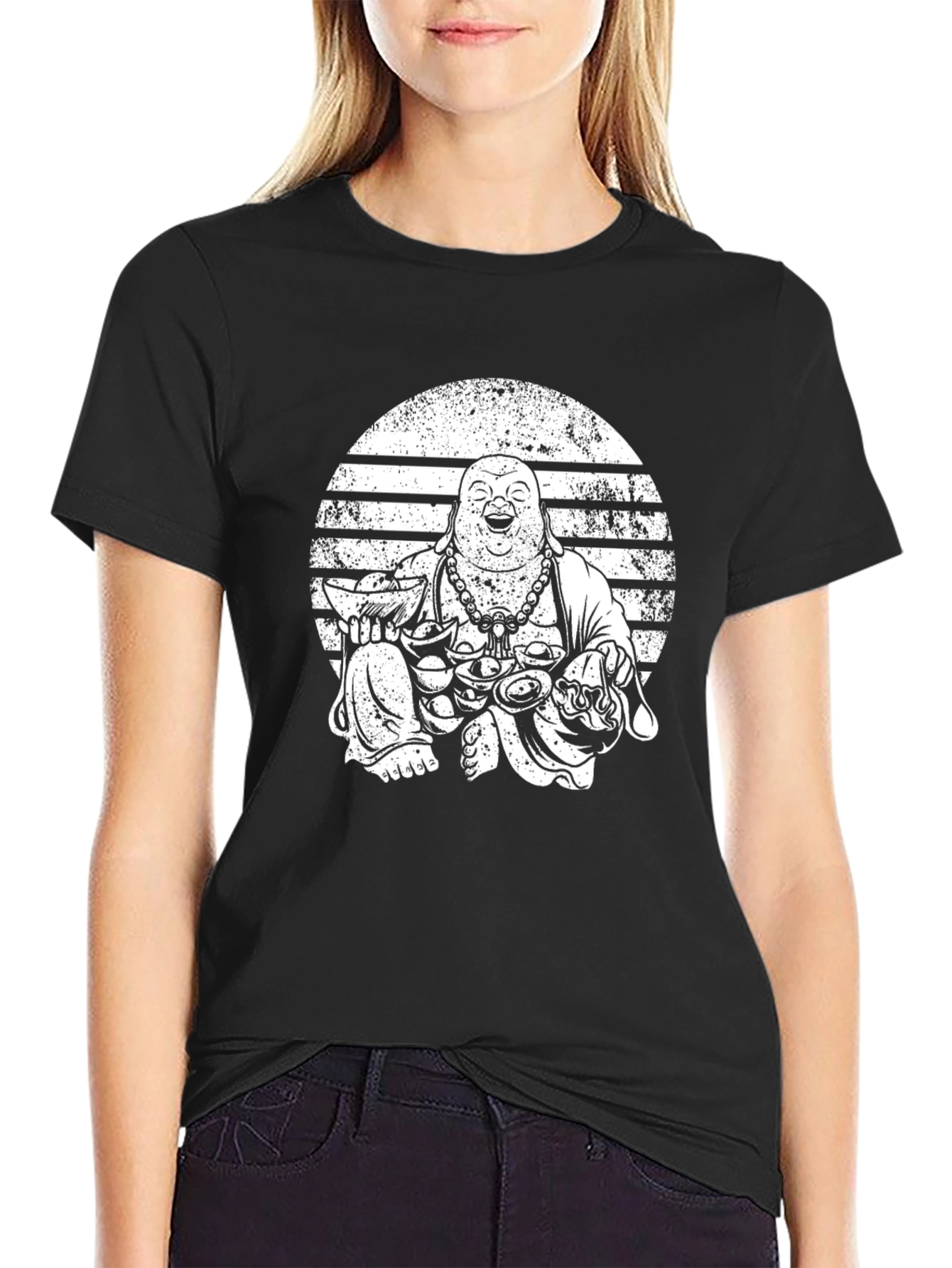Laughing Buddha Graphic Black T-Shirt