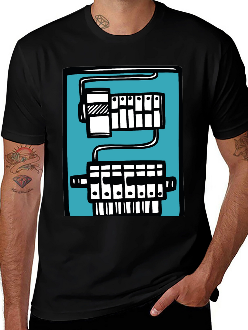 Circuit Board Graphic Tee - Black