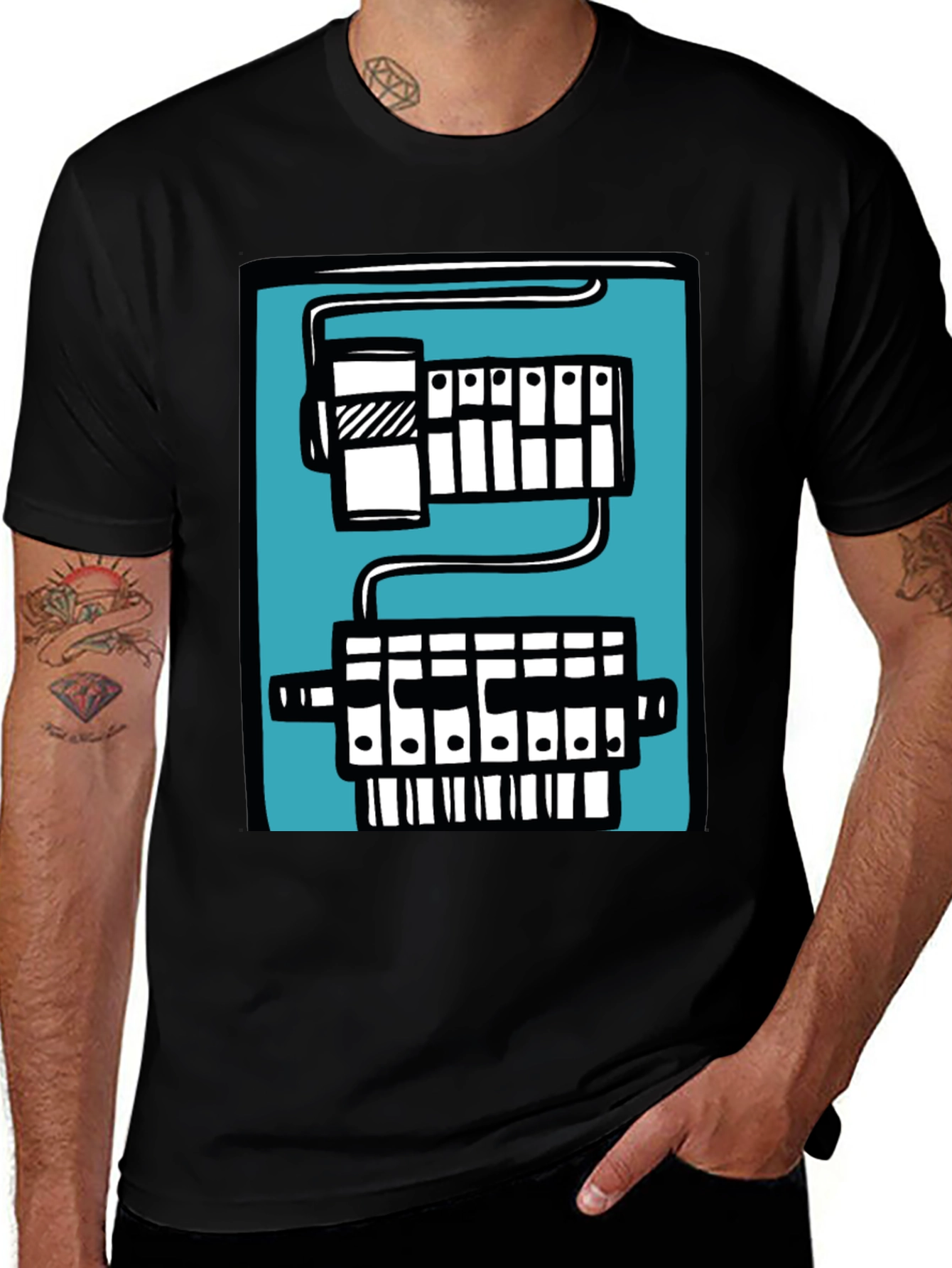Circuit Board Graphic Tee - Black