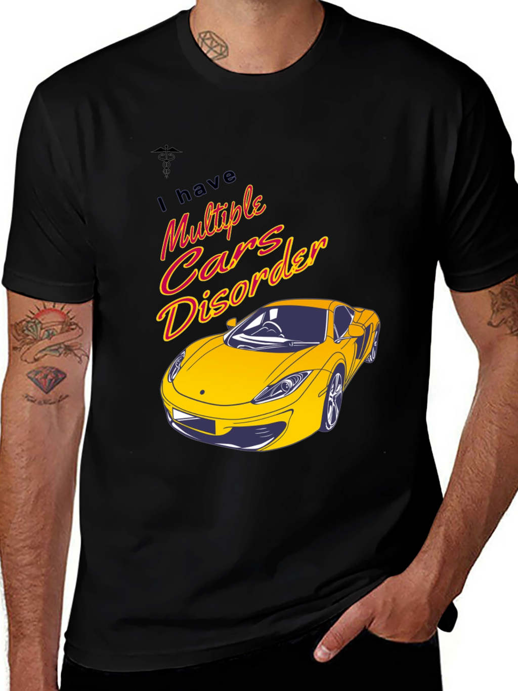 Multiple Cars Disorder Black Graphic T-Shirt