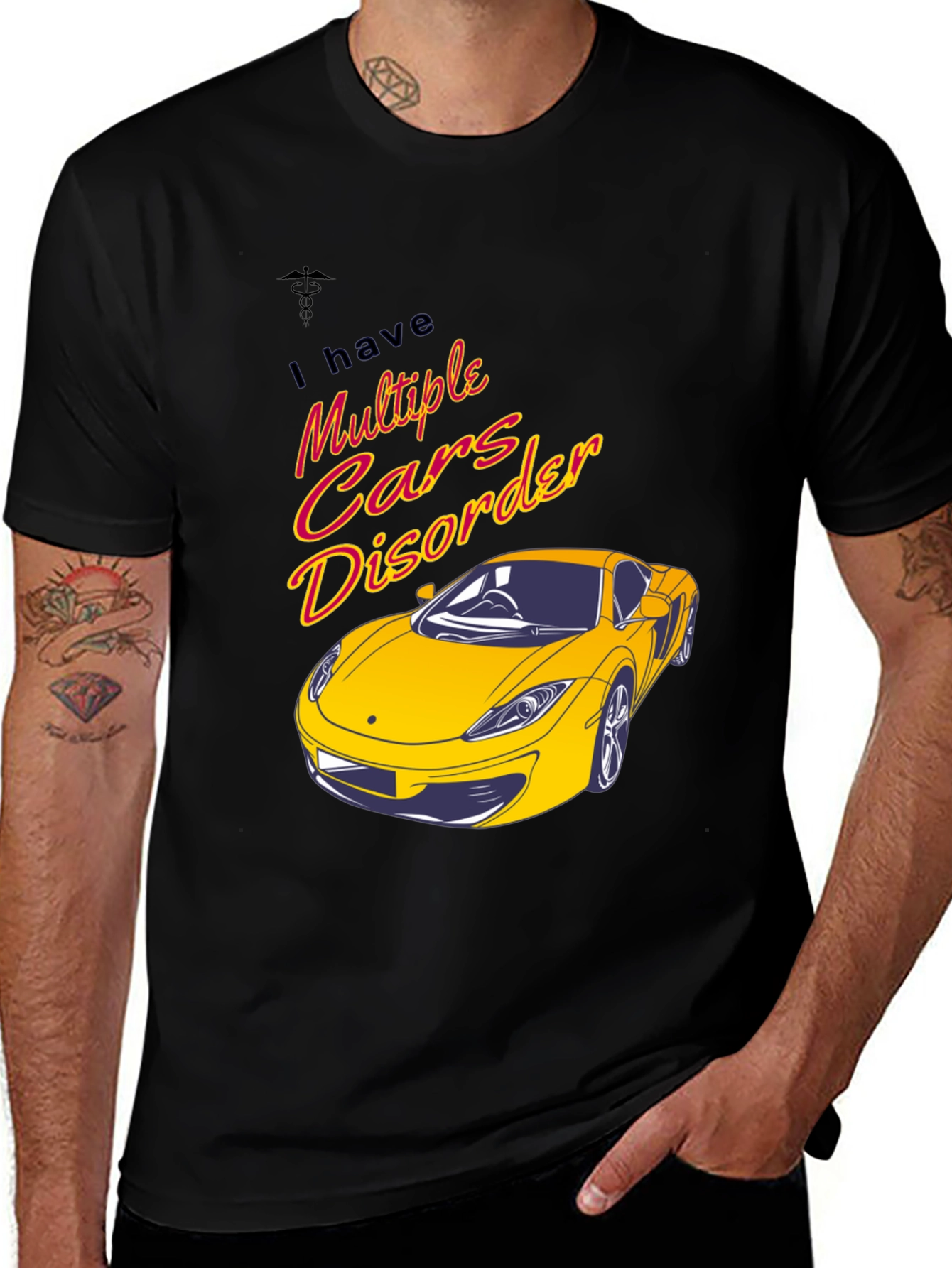 Multiple Cars Disorder Black Graphic T-Shirt