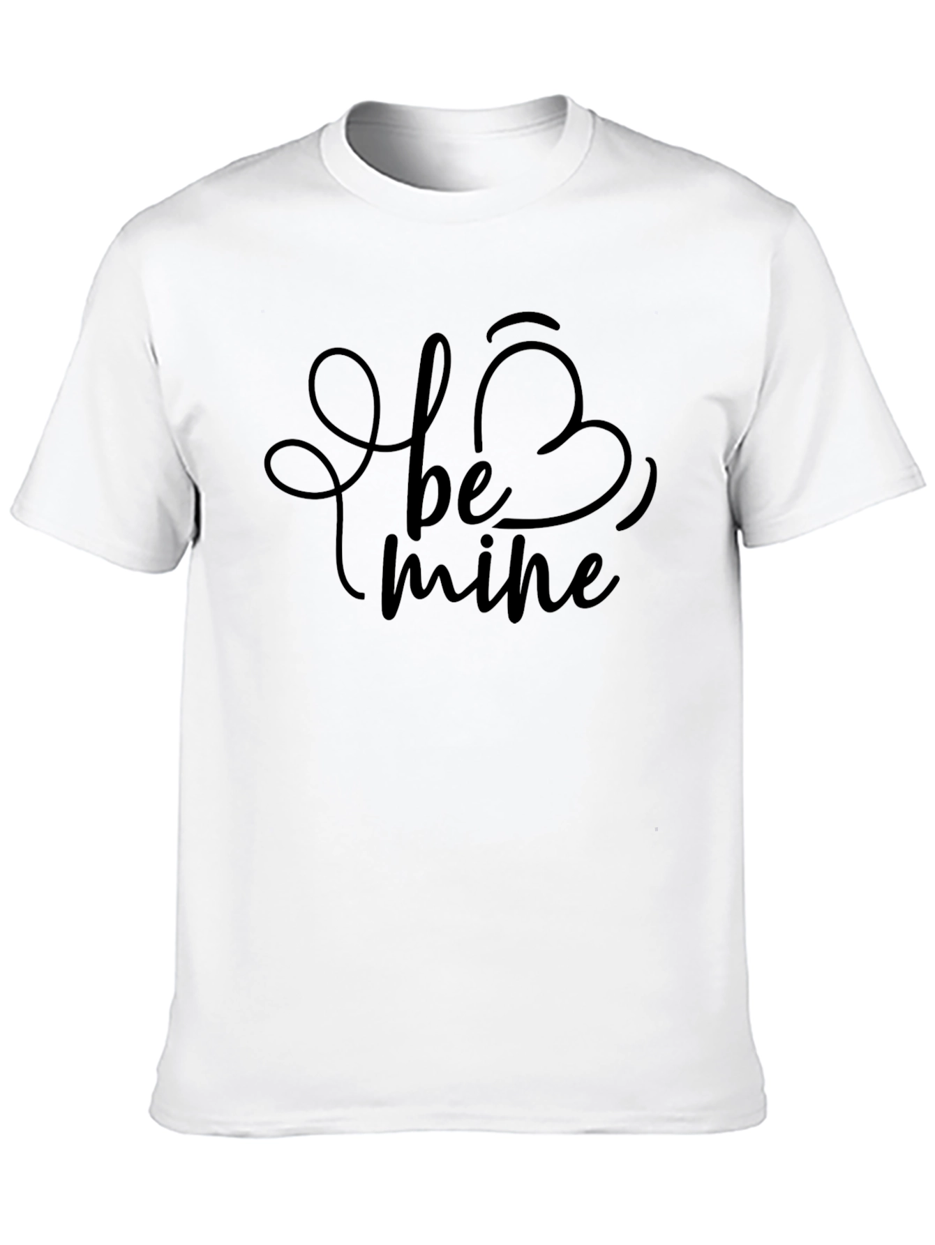 Be Mine Valentines Day T-Shirt - Black Crew Neck