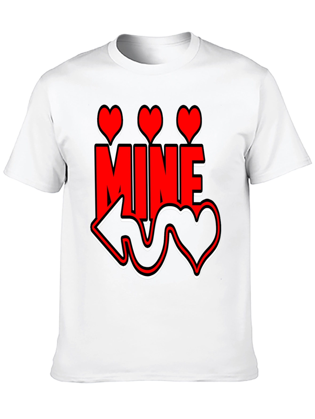 Valentines Day Mine Heart Graphic Black T-Shirt
