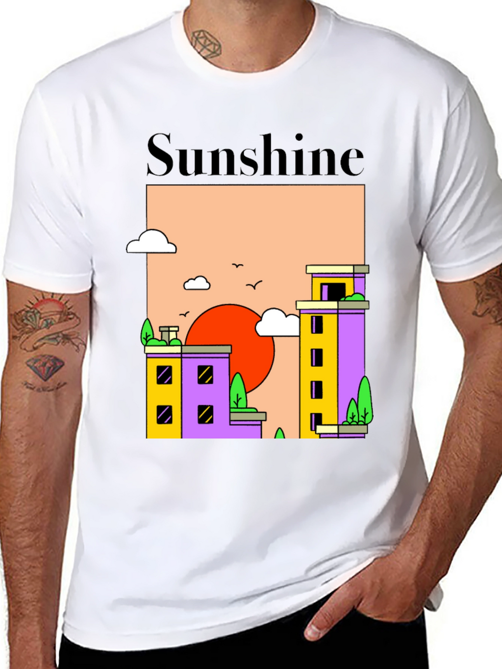 Sunshine Cityscape Graphic T-Shirt