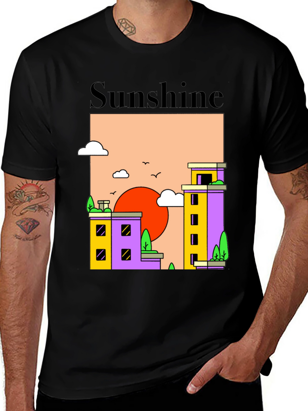 Sunshine Cityscape Graphic T-Shirt