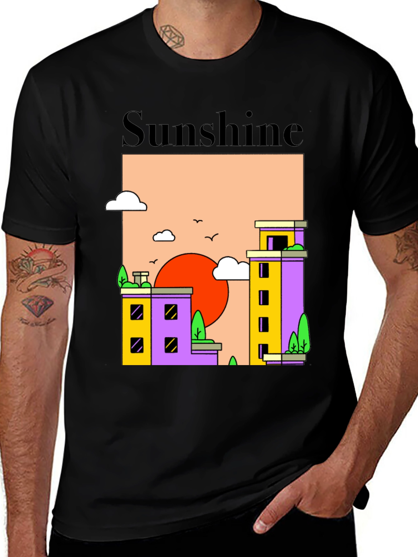 Sunshine Cityscape Graphic T-Shirt