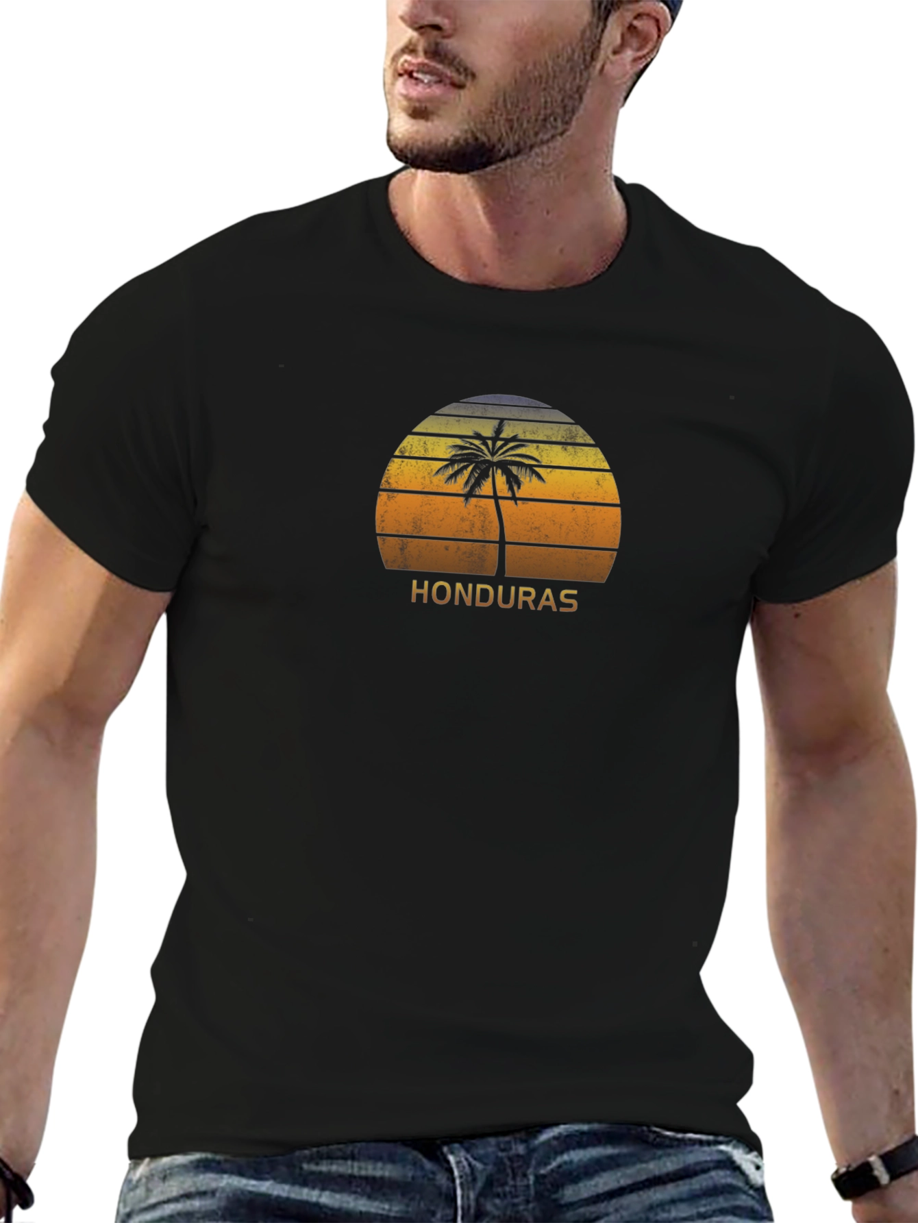 Honduras Palm Tree Sunset Graphic T-Shirt