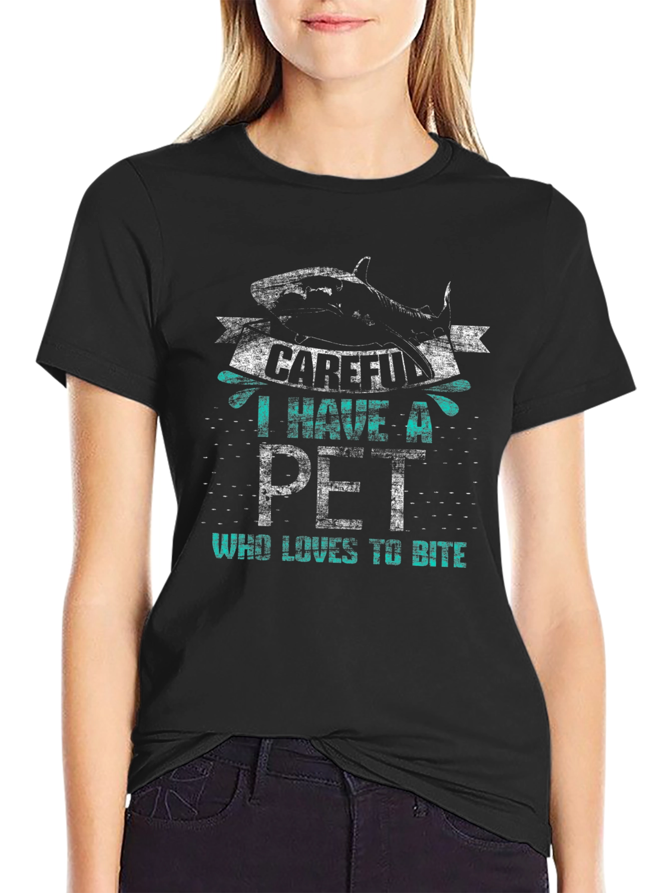 Careful Pet Shark Bite Graphic Tee