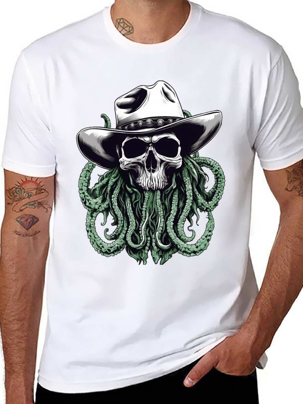 Skull Cowboy Kraken T-Shirt - Western Sea Monster Tee