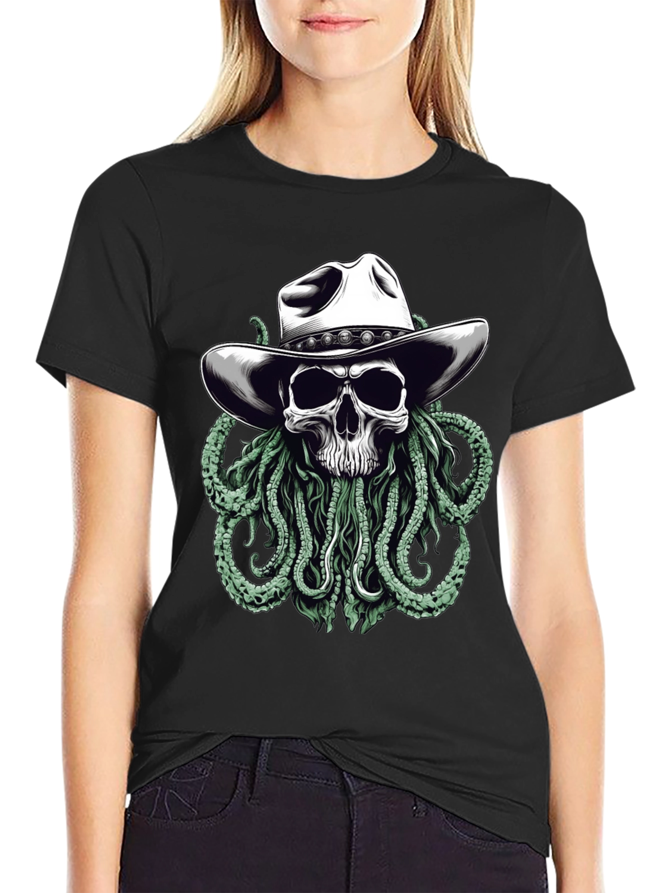 Skull Cowboy Kraken T-Shirt - Western Sea Monster Tee