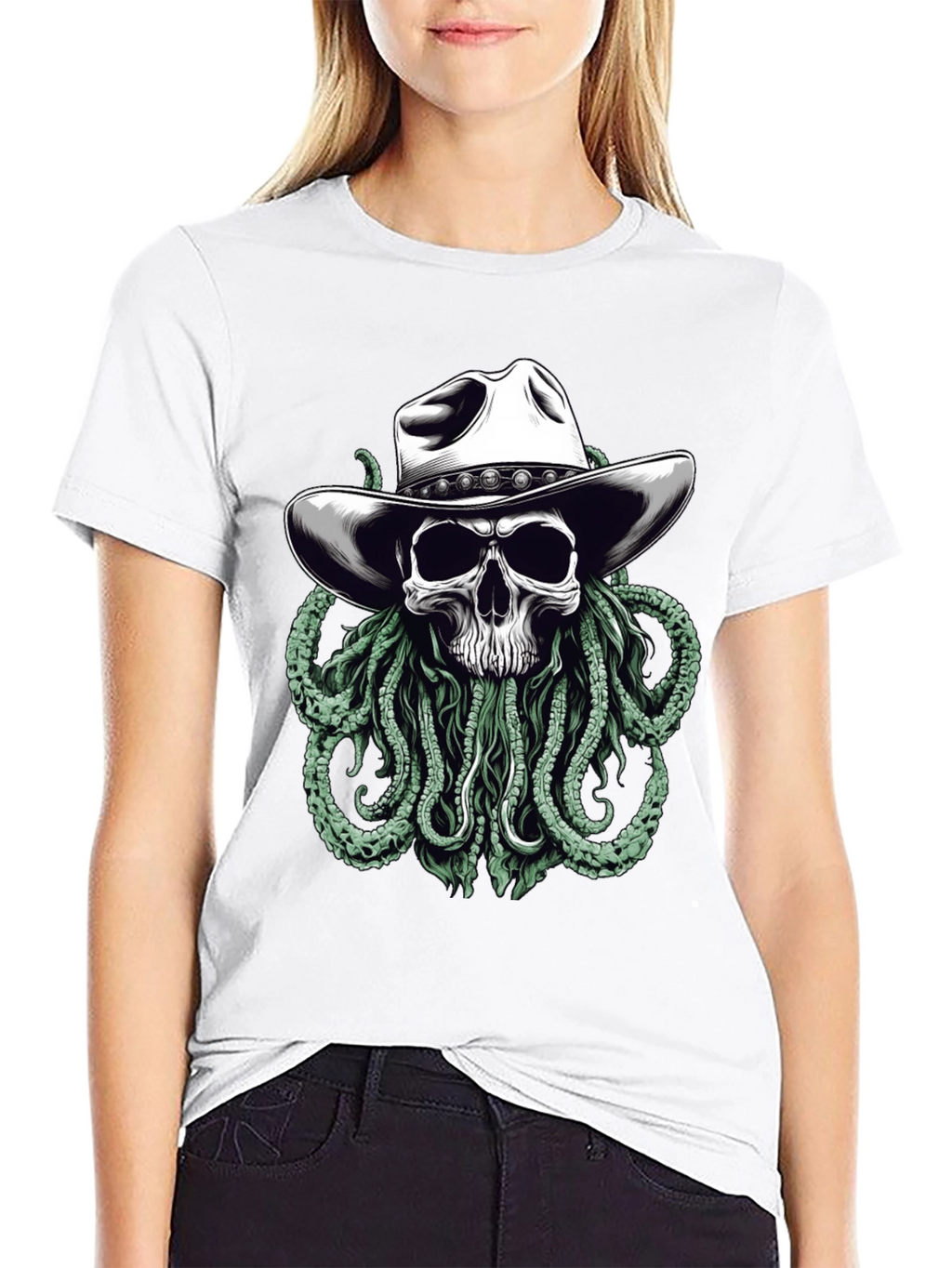 Skull Cowboy Kraken T-Shirt - Western Sea Monster Tee