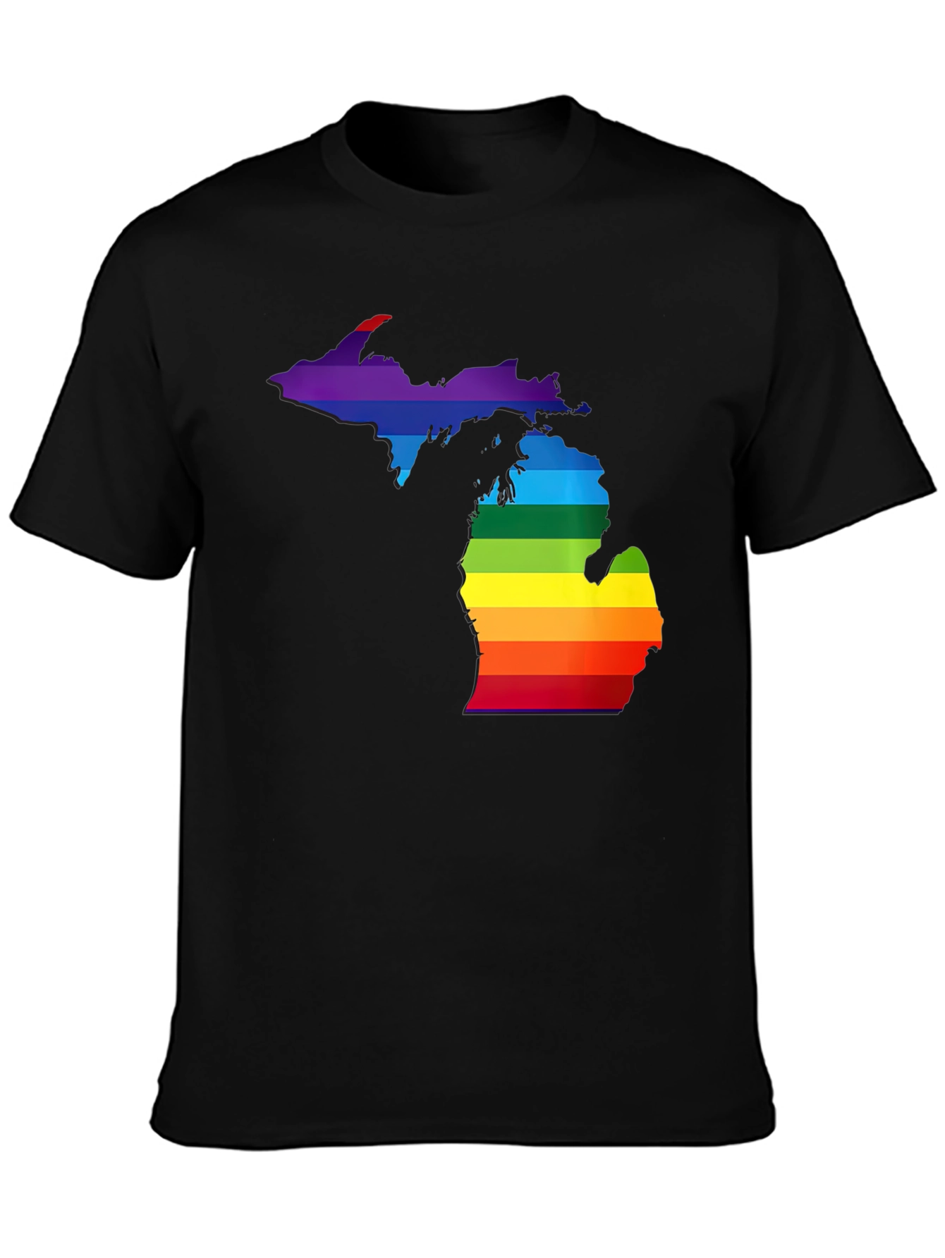Michigan Pride T-Shirt - Rainbow State Outline