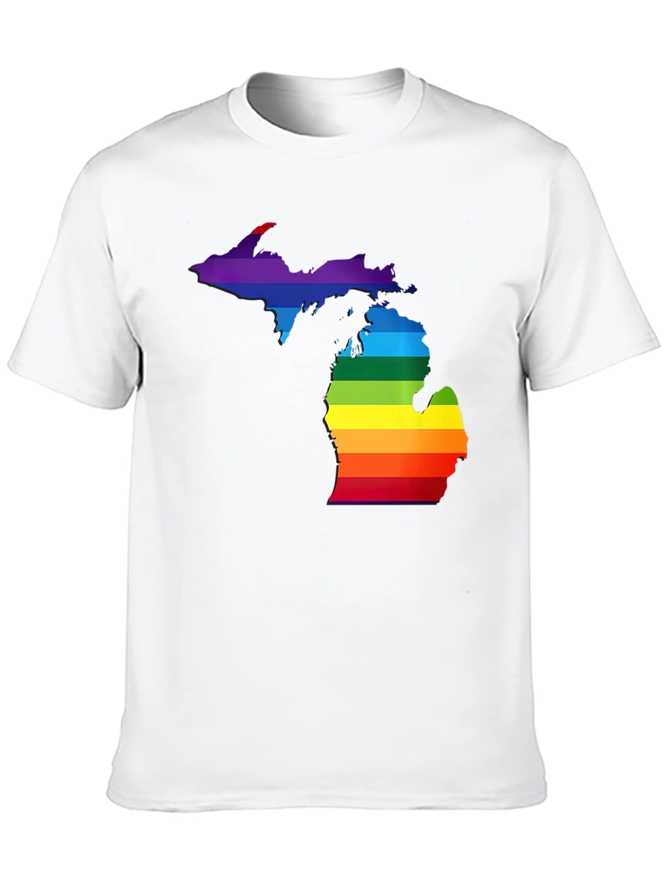 Michigan Pride T-Shirt - Rainbow State Outline