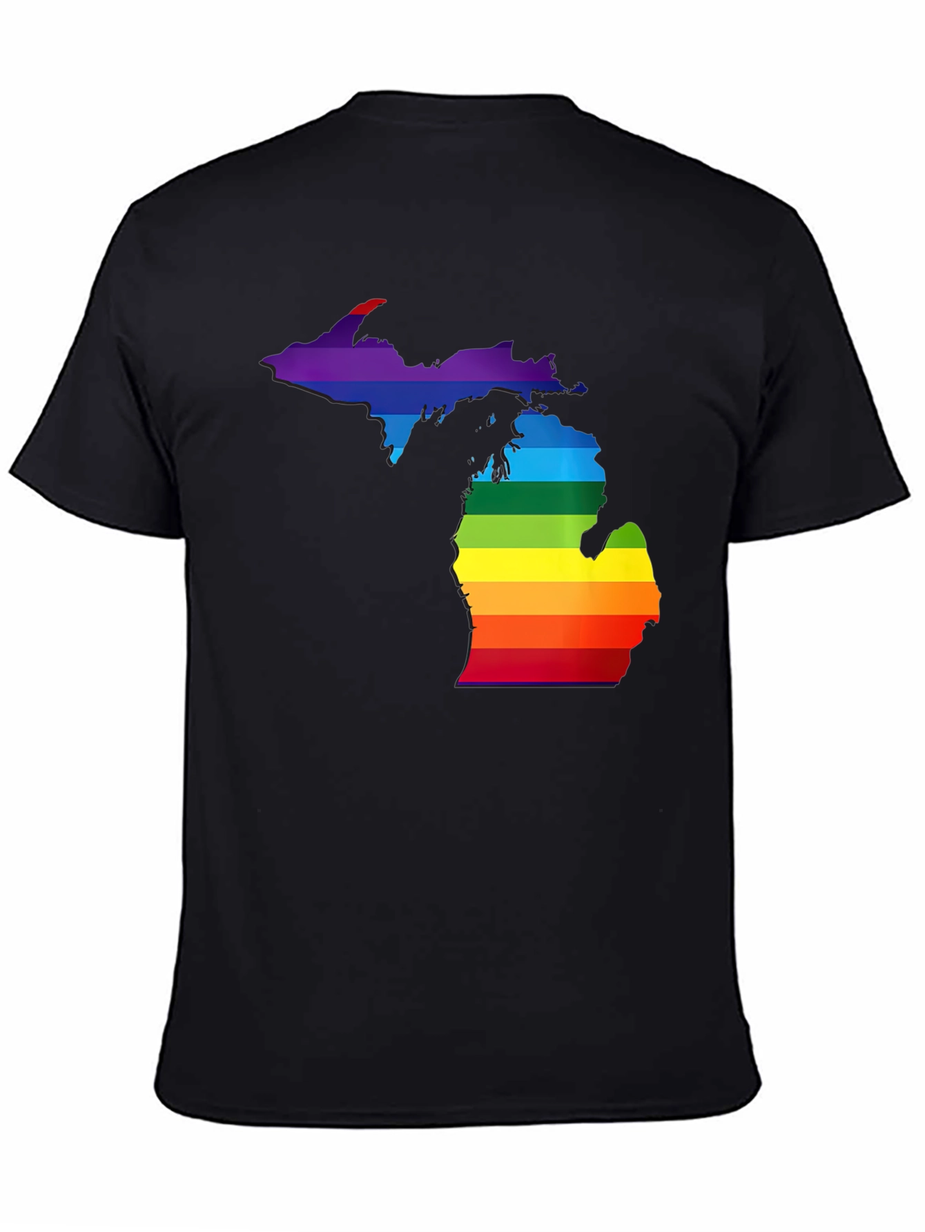 Michigan Pride T-Shirt - Rainbow State Outline