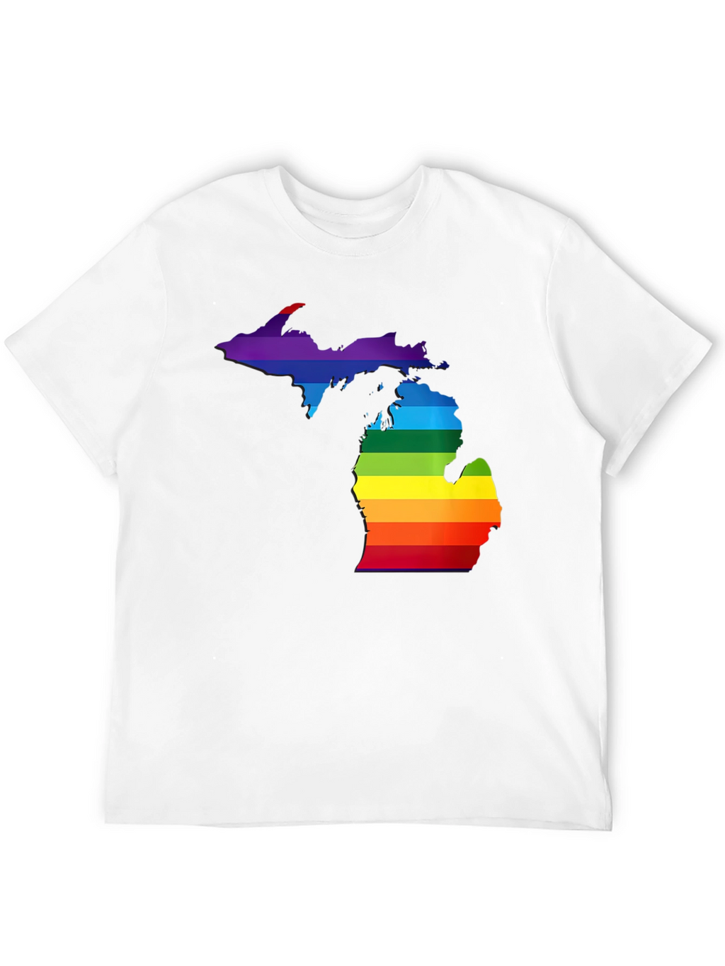 Michigan Pride T-Shirt - Rainbow State Outline