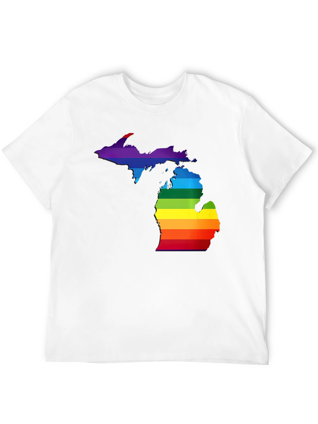 Michigan Pride T-Shirt - Rainbow State Outline