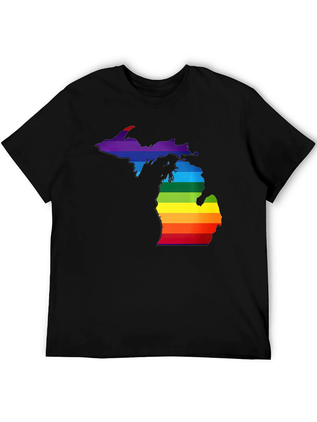 Michigan Pride T-Shirt - Rainbow State Outline