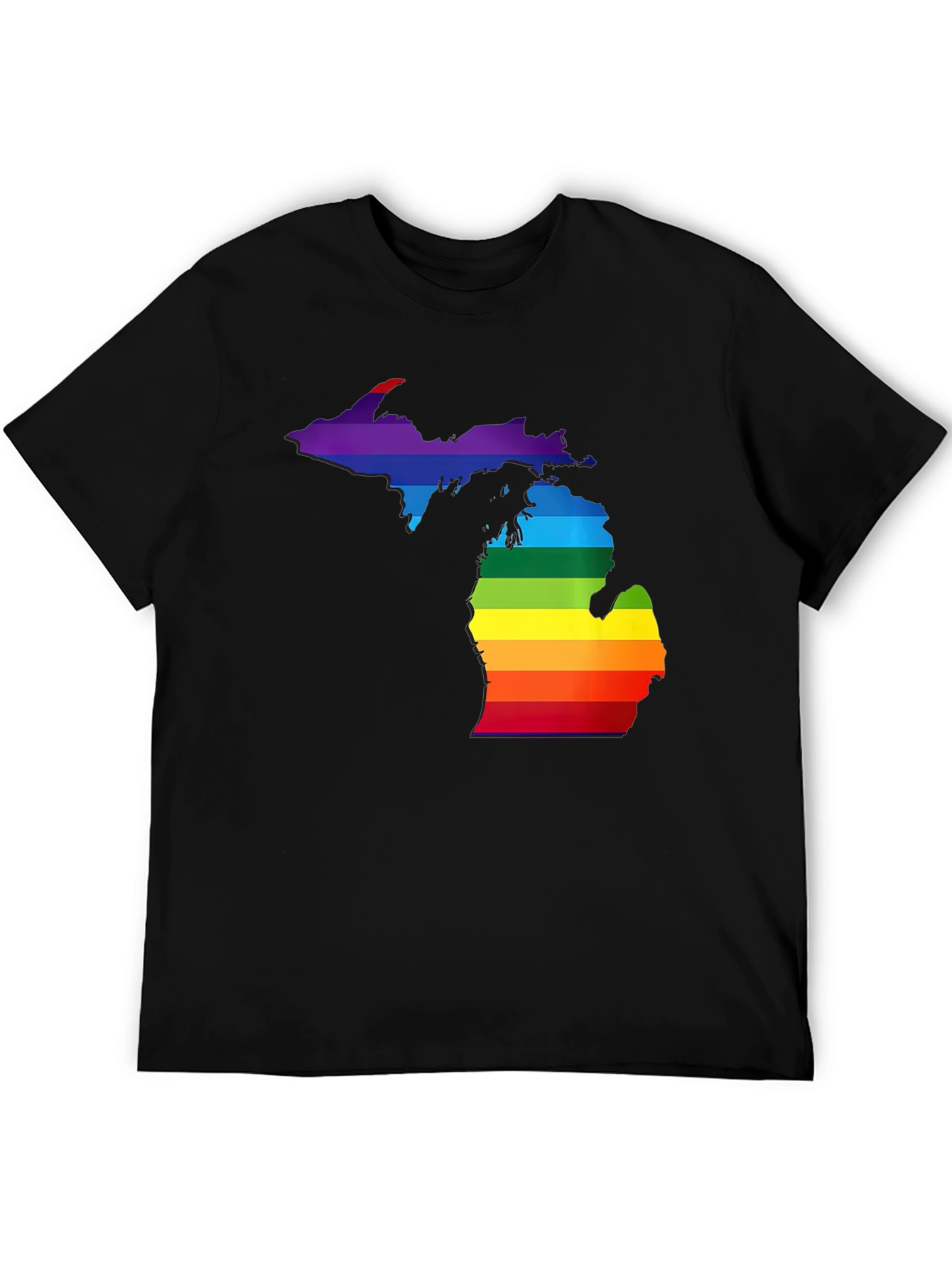 Michigan Pride T-Shirt - Rainbow State Outline