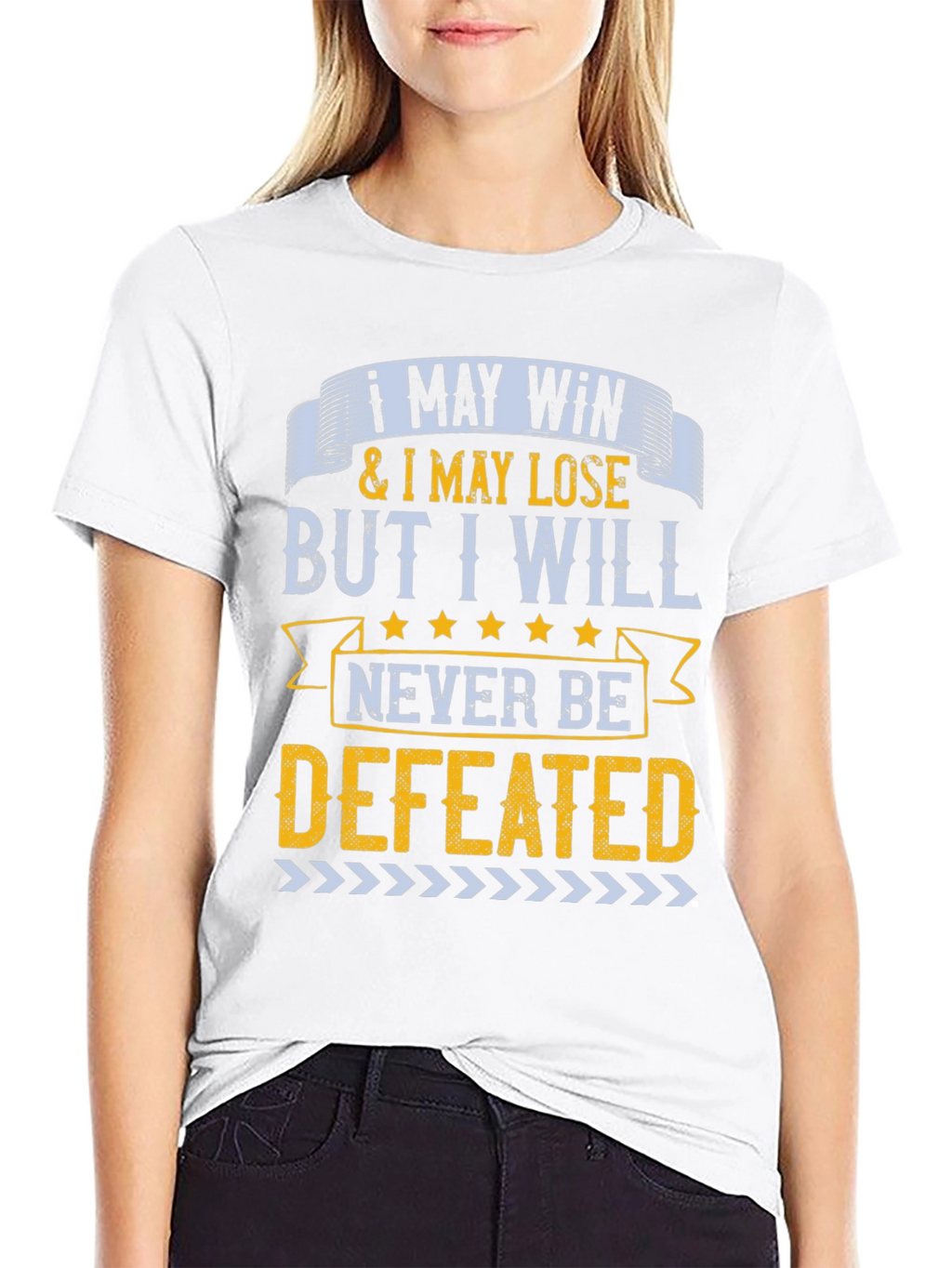 Motivational Never Defeated Graphic Tee