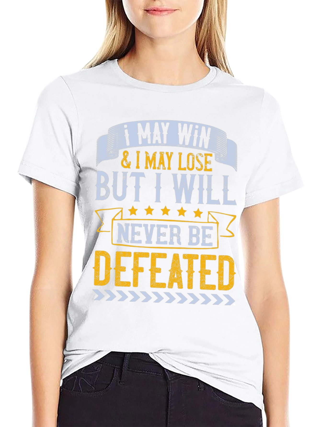 Motivational Never Defeated Graphic Tee