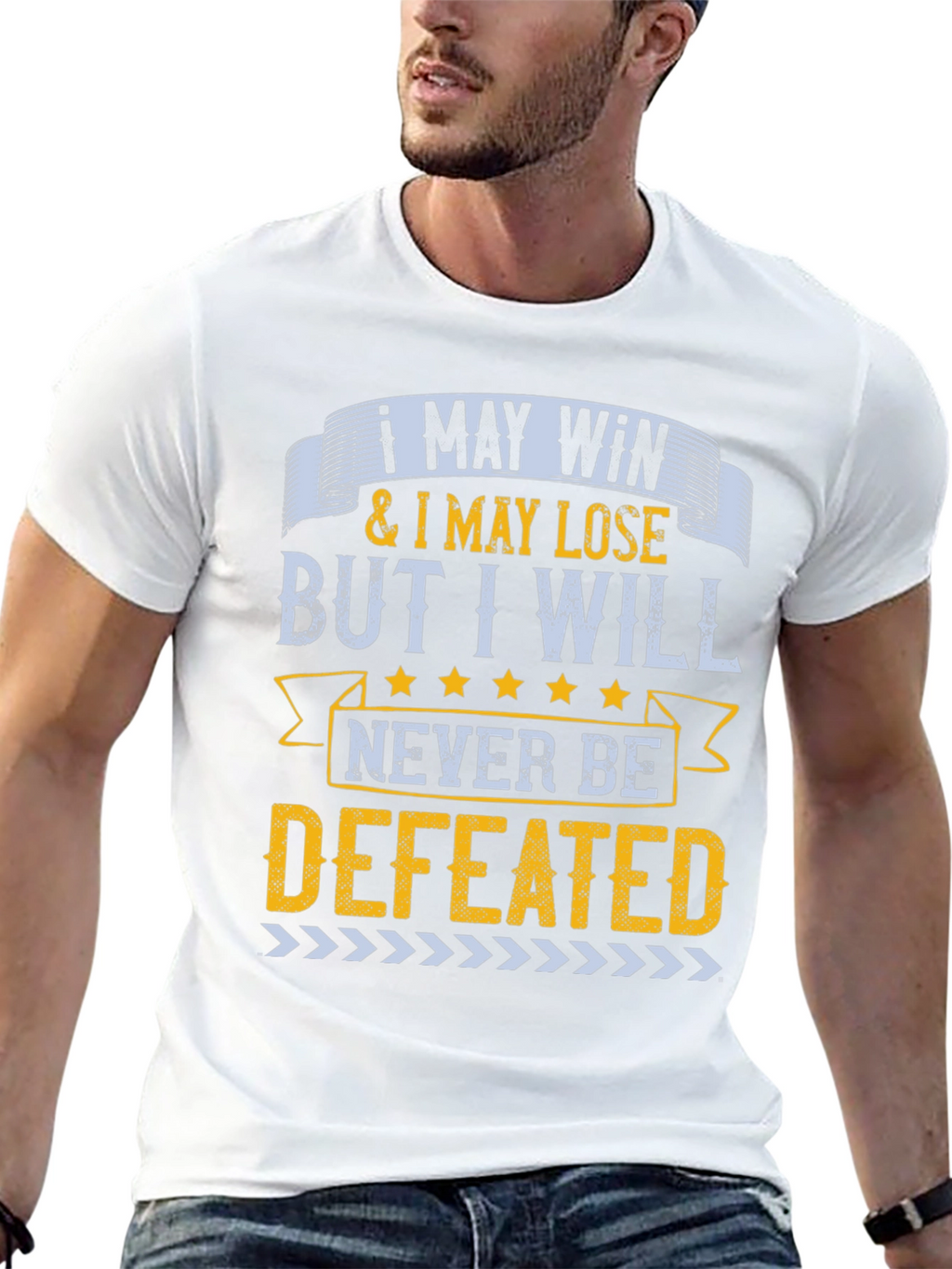 Motivational Never Defeated Graphic Tee