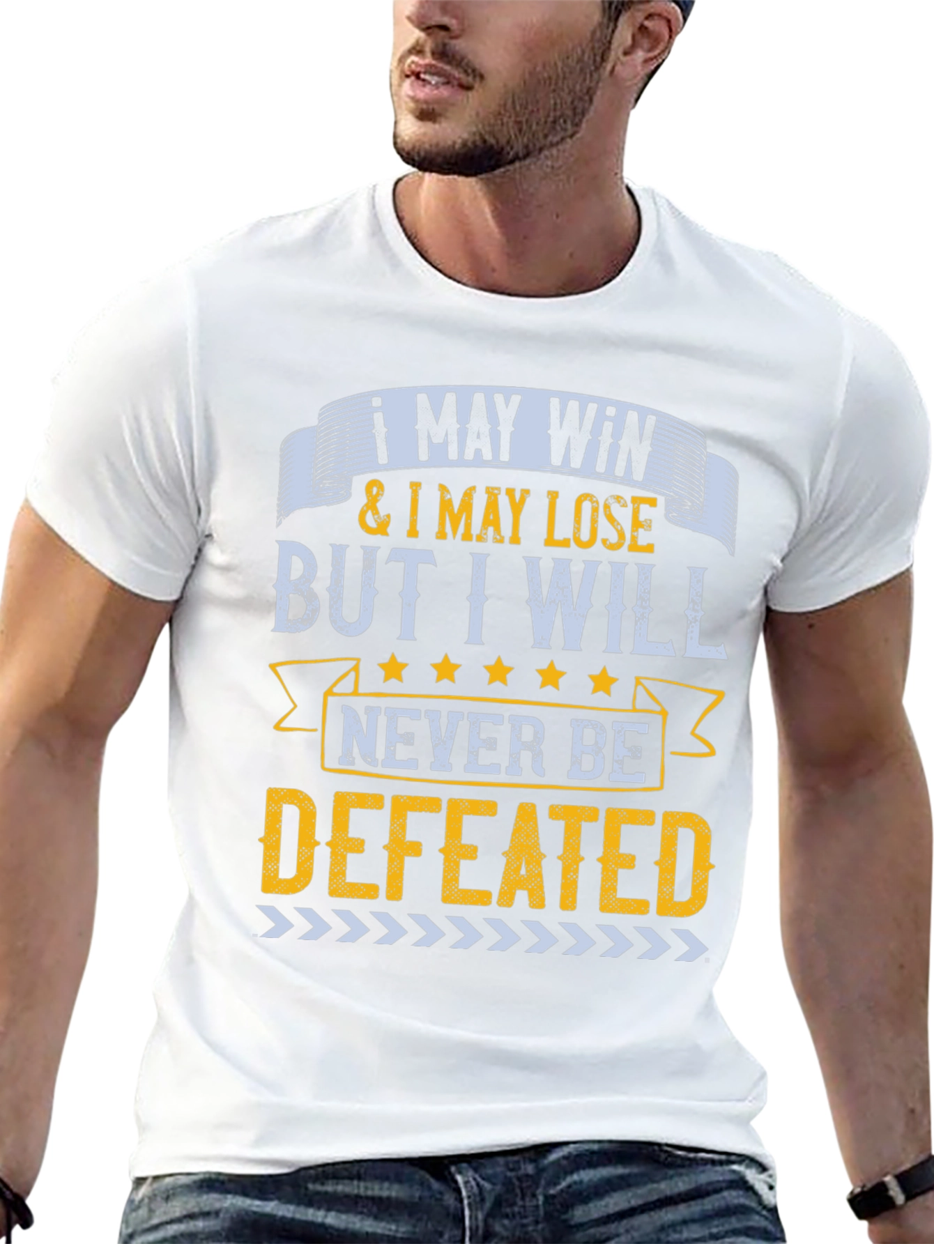 Motivational Never Defeated Graphic Tee