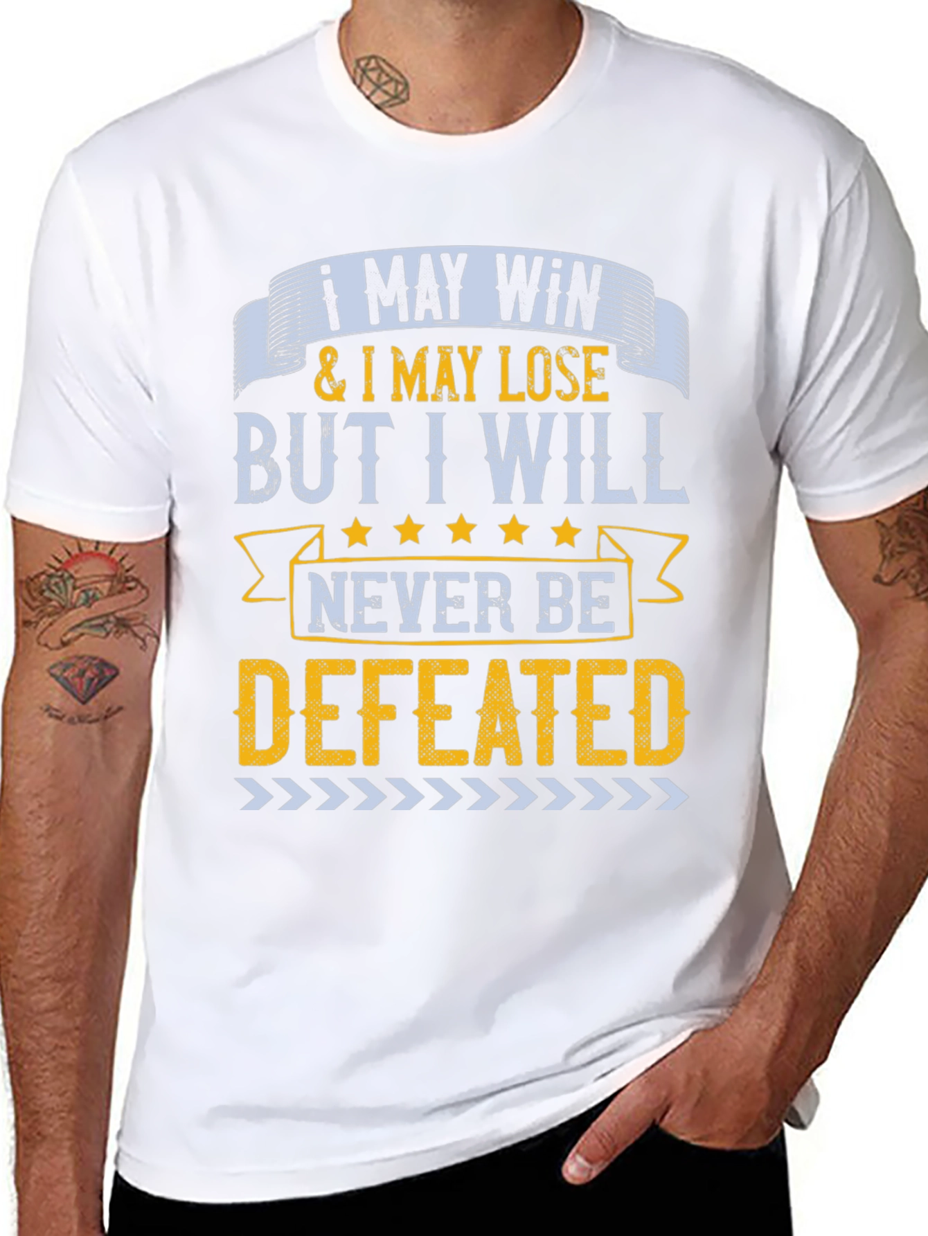 Motivational Never Defeated Graphic Tee