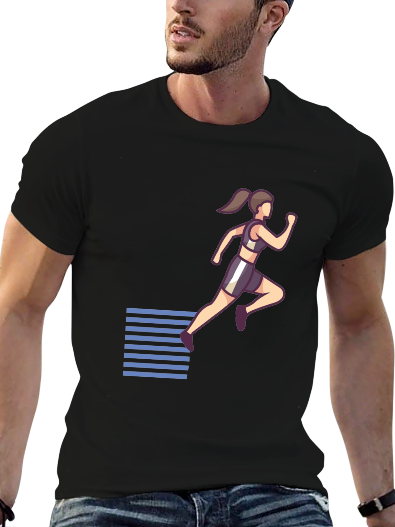 Womens Running Graphic Black T-Shirt