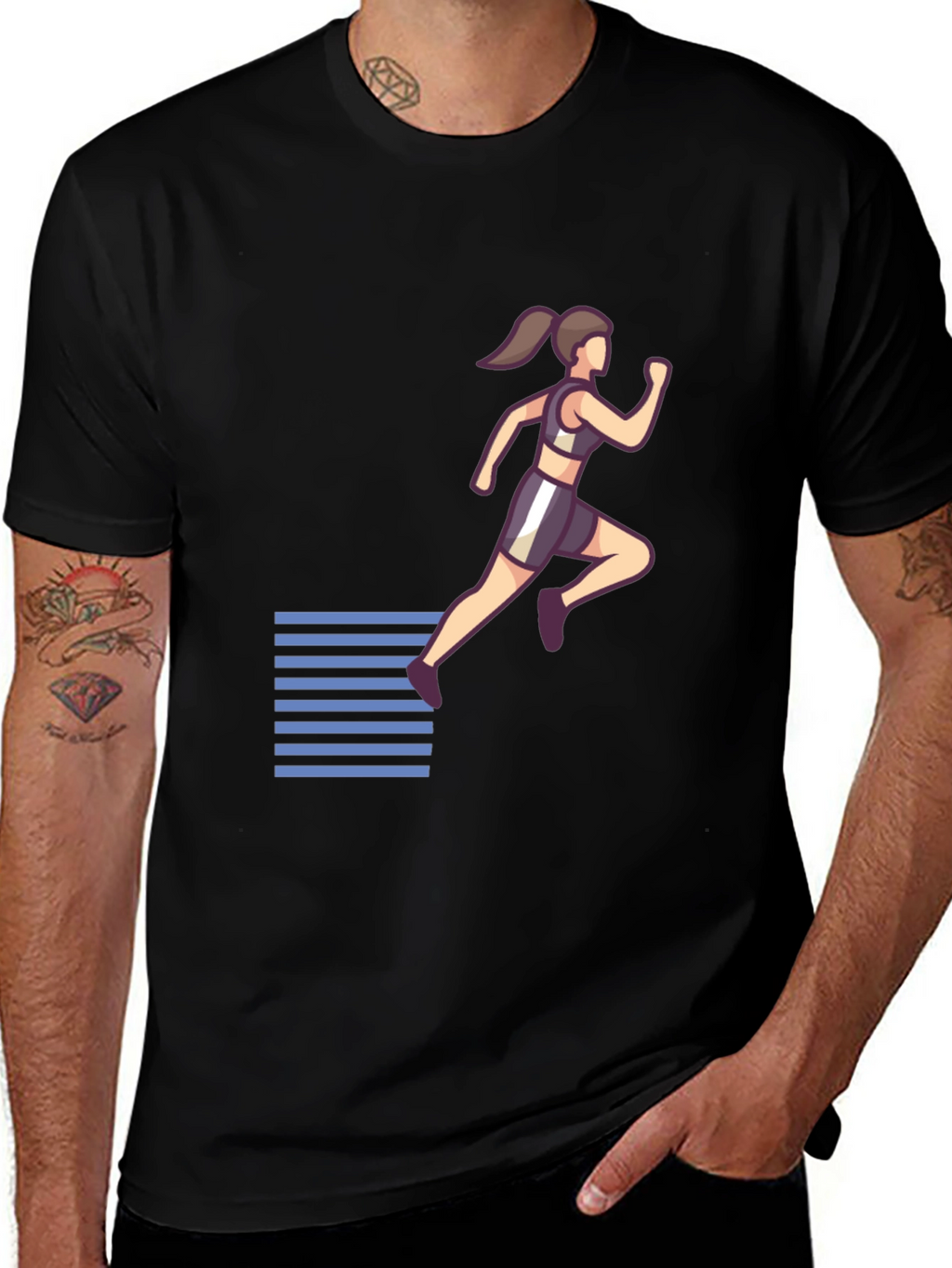 Womens Running Graphic Black T-Shirt