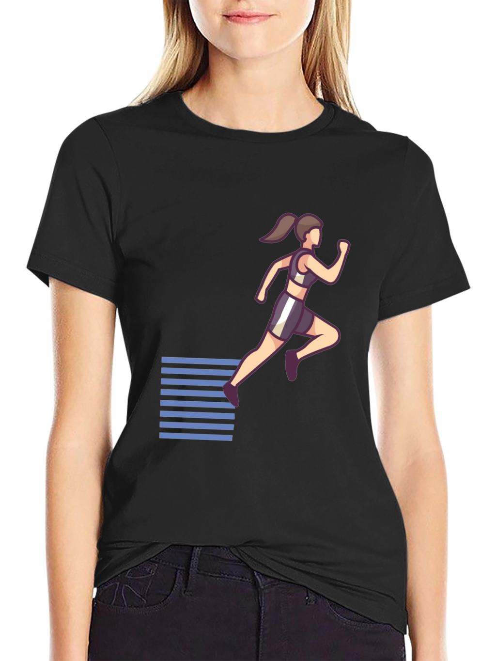 Womens Running Graphic Black T-Shirt