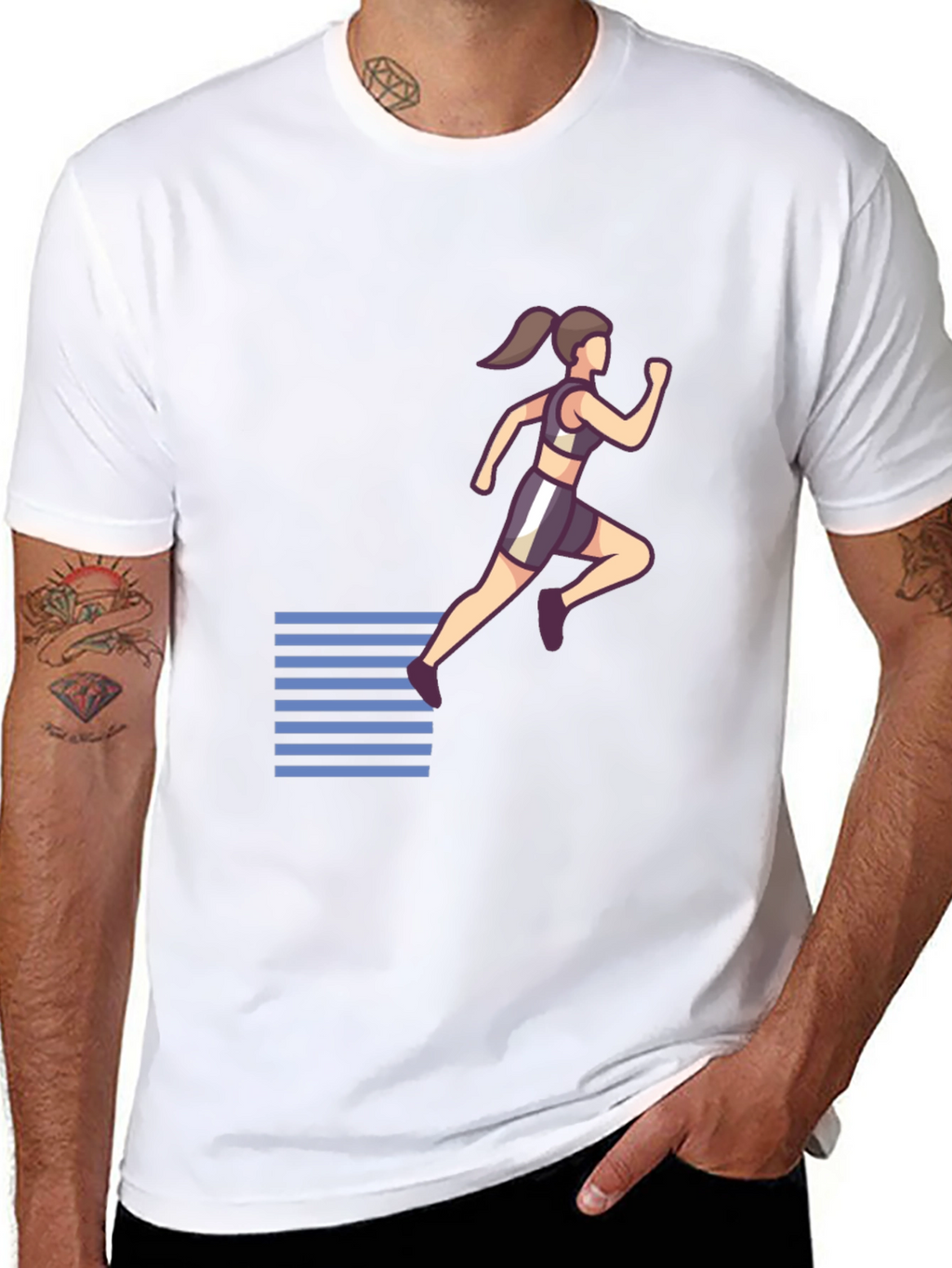 Womens Running Graphic Black T-Shirt