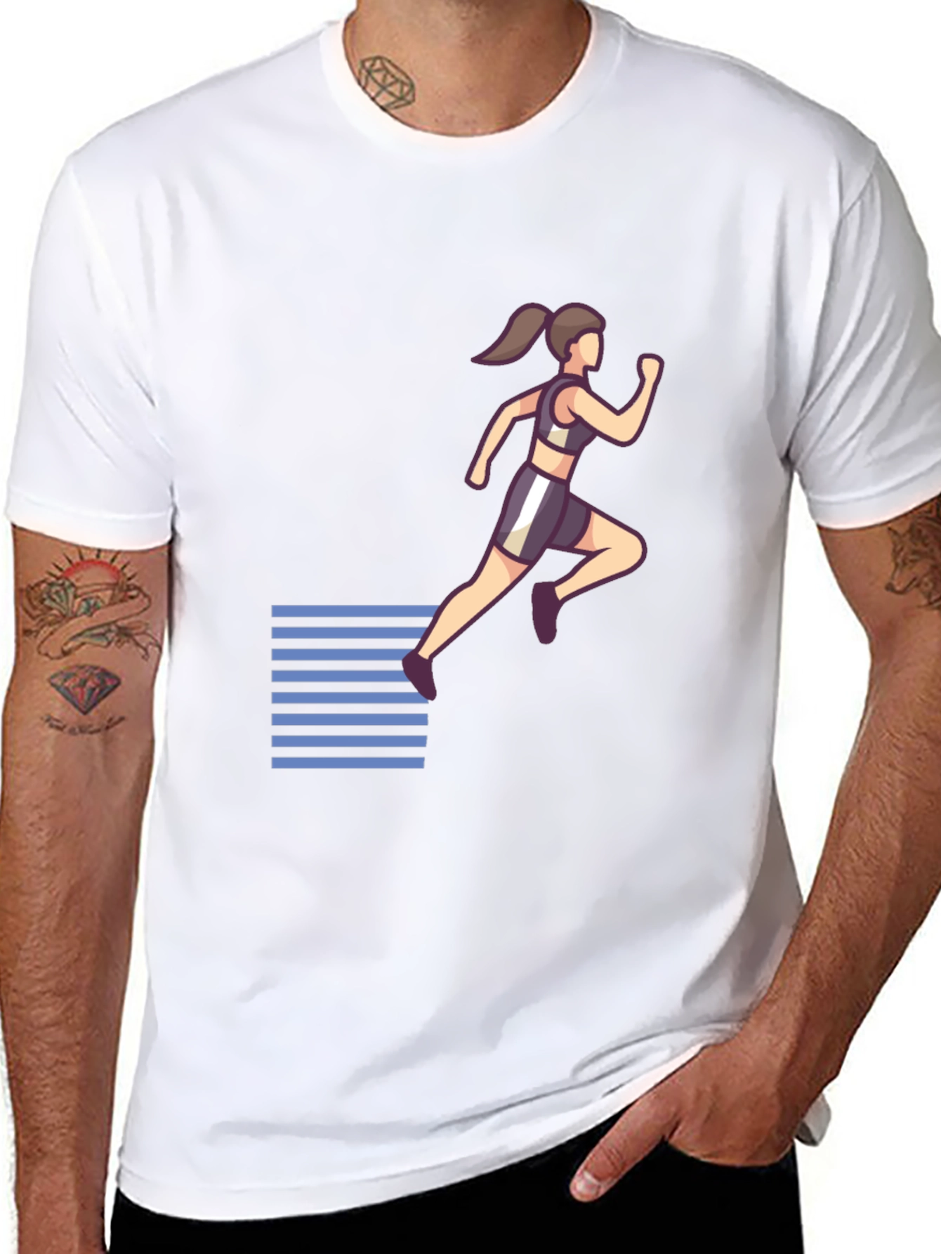 Womens Running Graphic Black T-Shirt