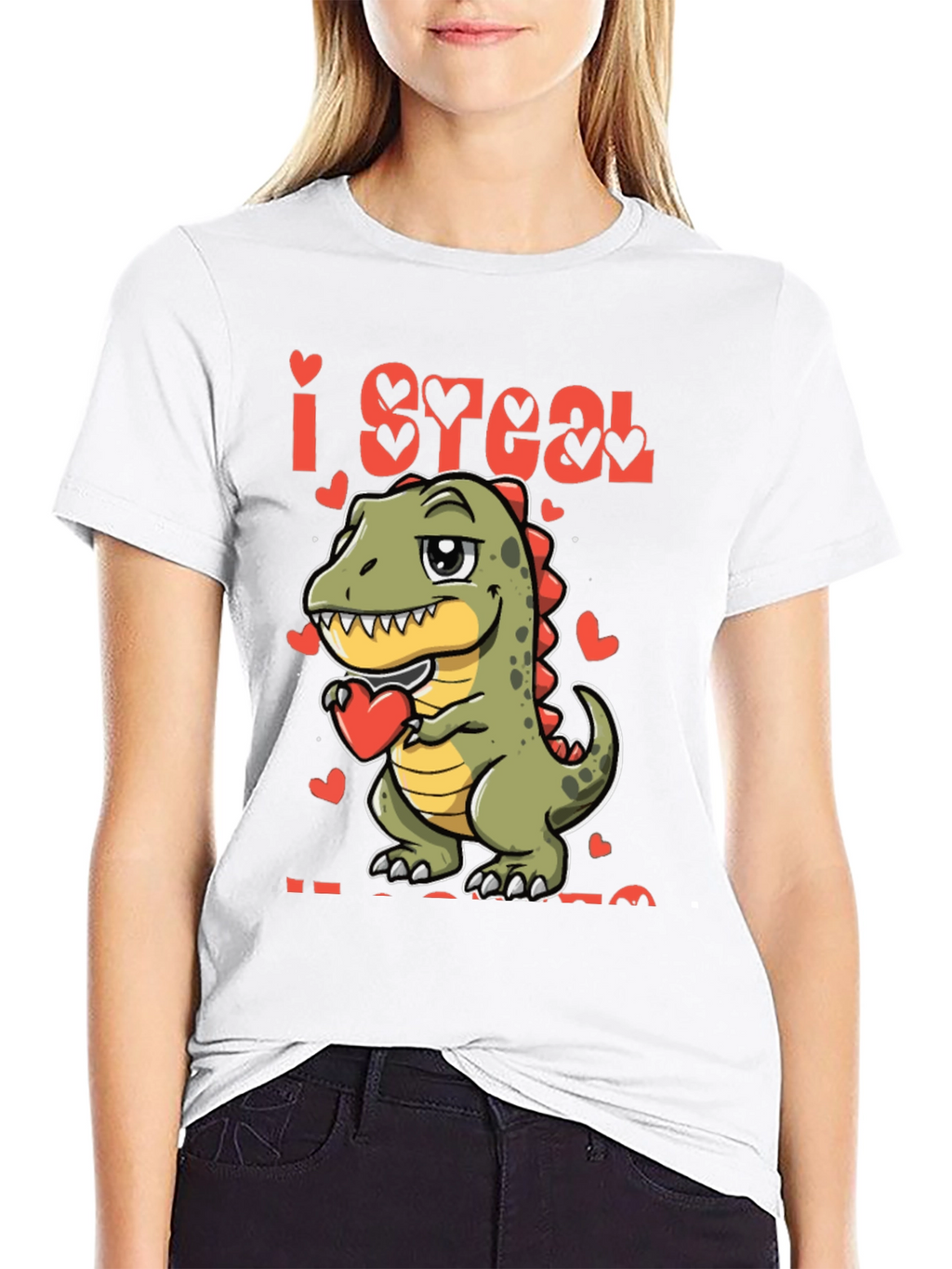 I Steal Hearts T-Rex Valentines Day T-Shirt