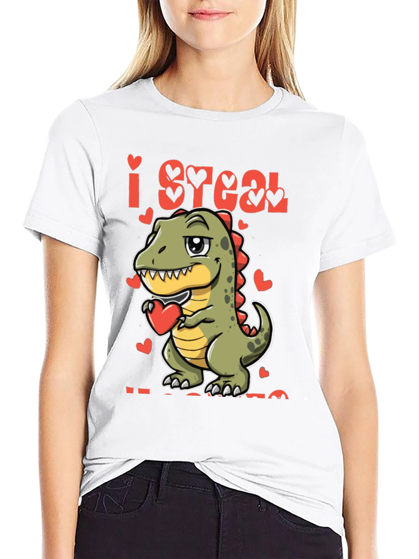 I Steal Hearts T-Rex Valentines Day T-Shirt