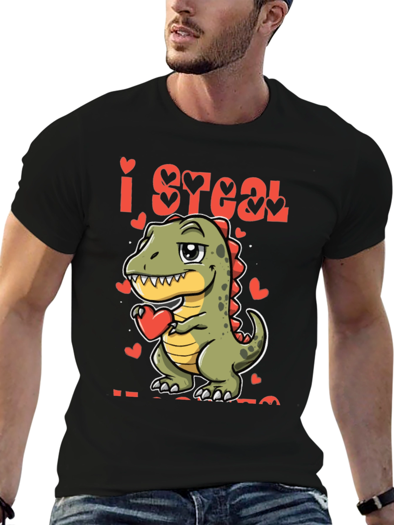 I Steal Hearts T-Rex Valentines Day T-Shirt