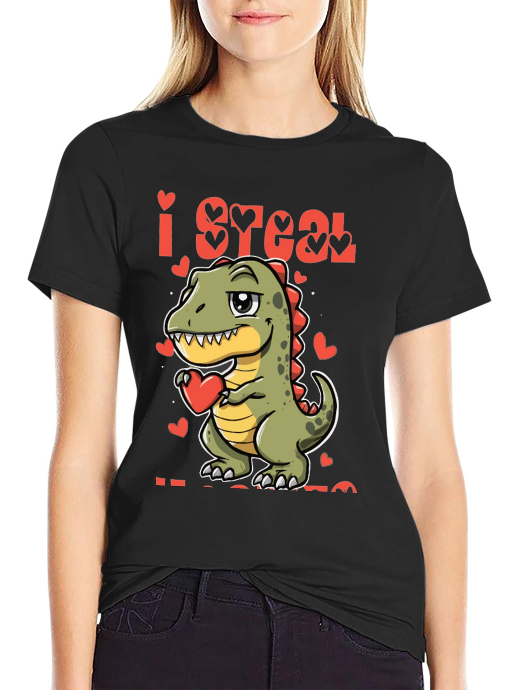 I Steal Hearts T-Rex Valentines Day T-Shirt