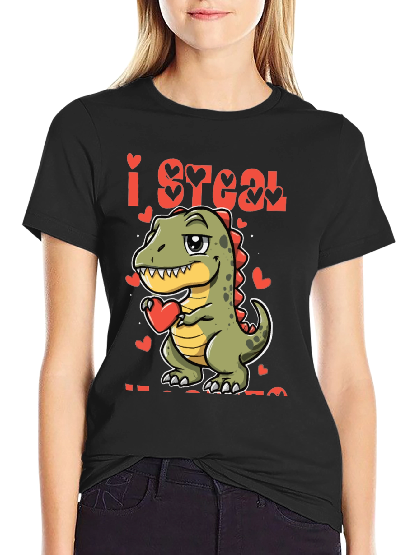 I Steal Hearts T-Rex Valentines Day T-Shirt