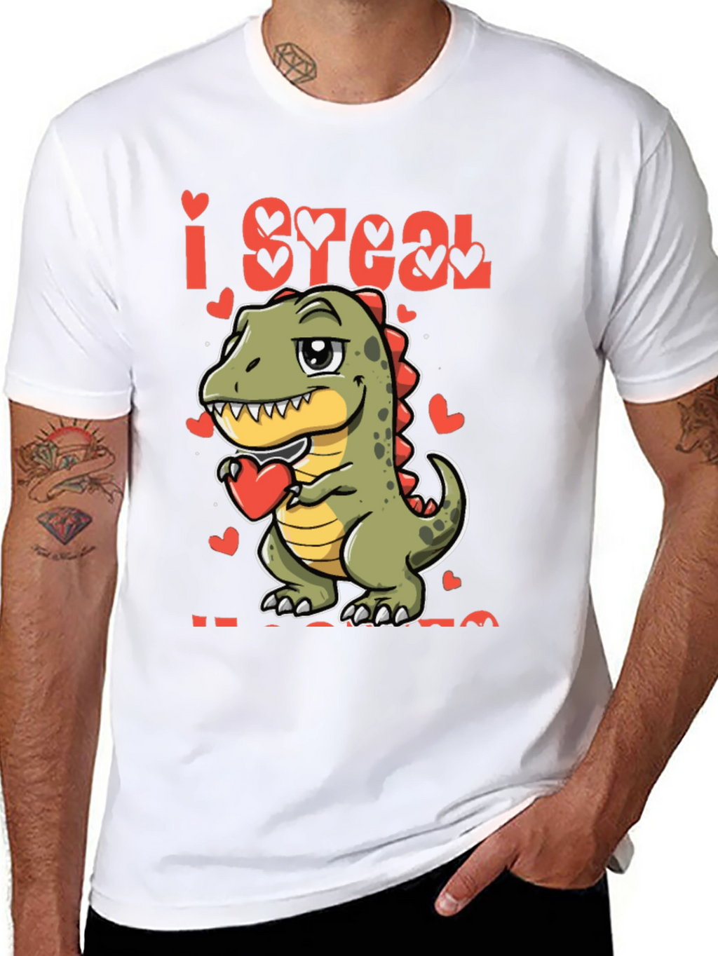 I Steal Hearts T-Rex Valentines Day T-Shirt