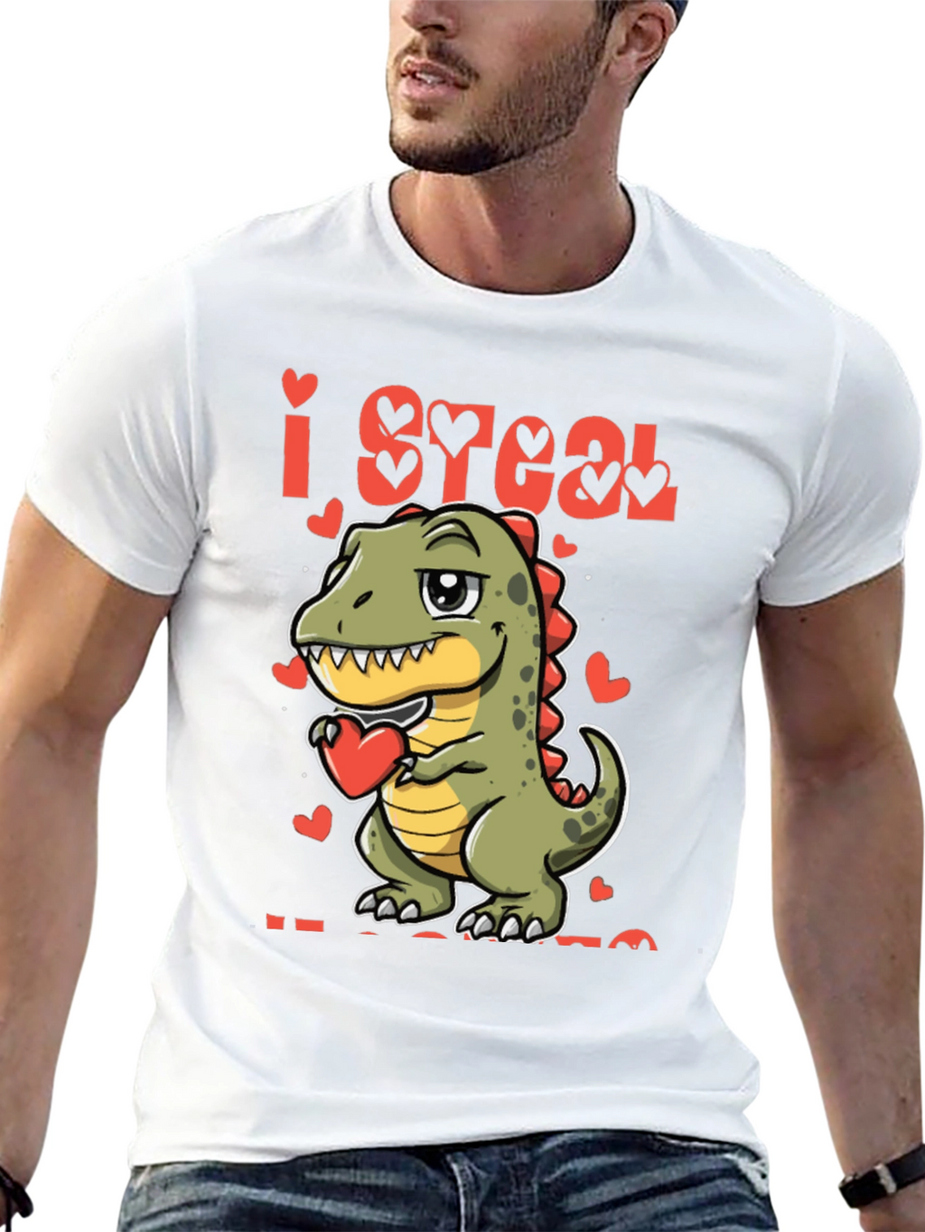 I Steal Hearts T-Rex Valentines Day T-Shirt