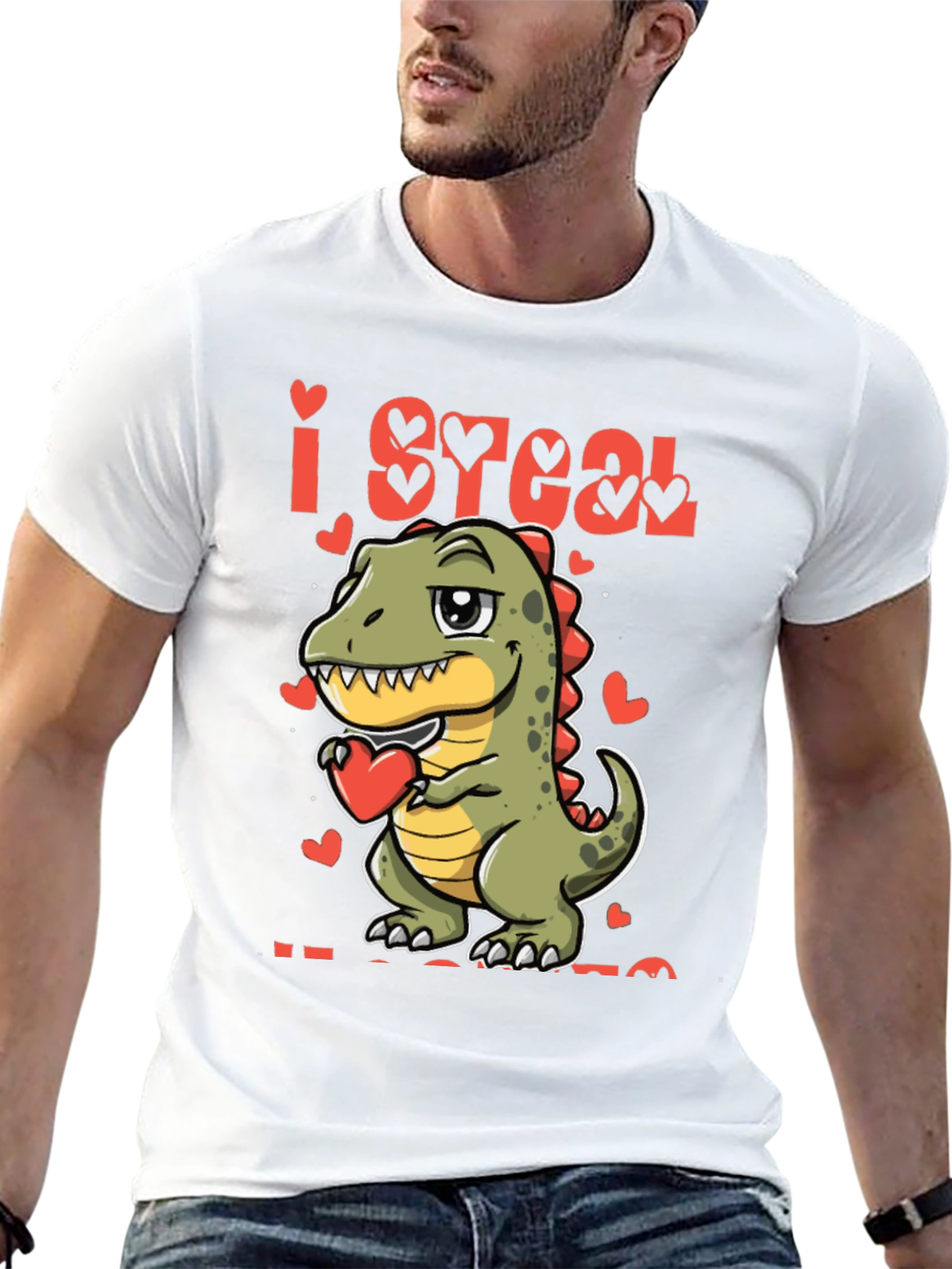 I Steal Hearts T-Rex Valentines Day T-Shirt