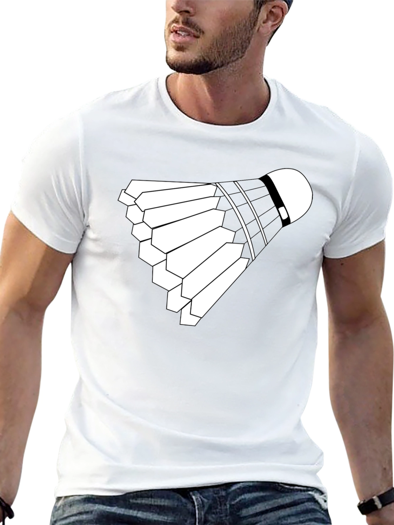 Badminton Shuttlecock Graphic Tee - Black