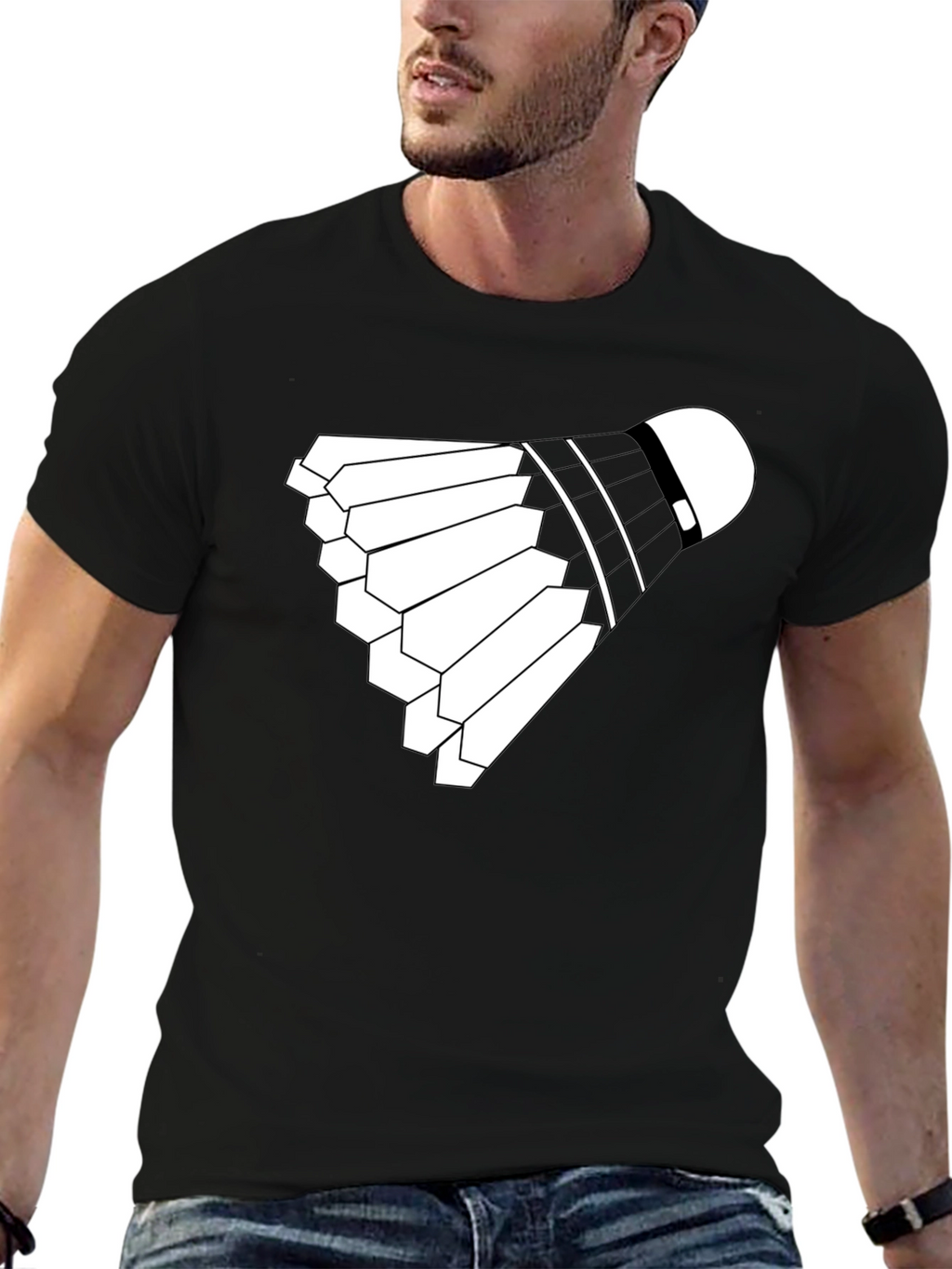Badminton Shuttlecock Graphic Tee - Black