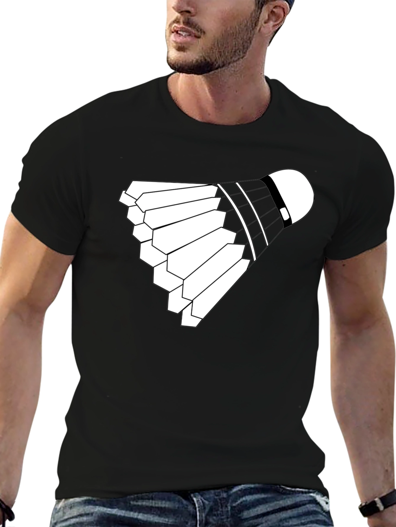 Badminton Shuttlecock Graphic Tee - Black