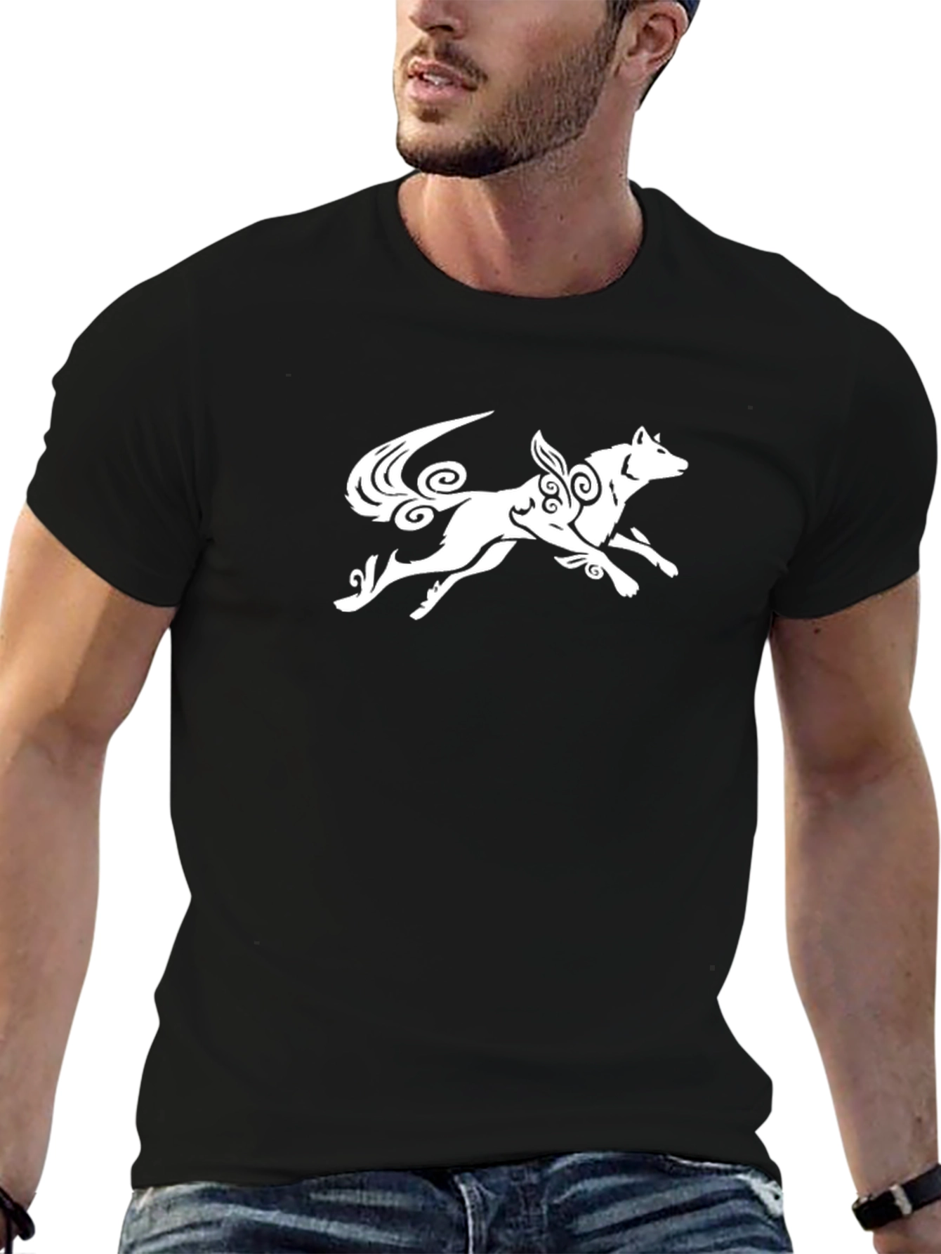 Wolf Design Graphic Print T-Shirt
