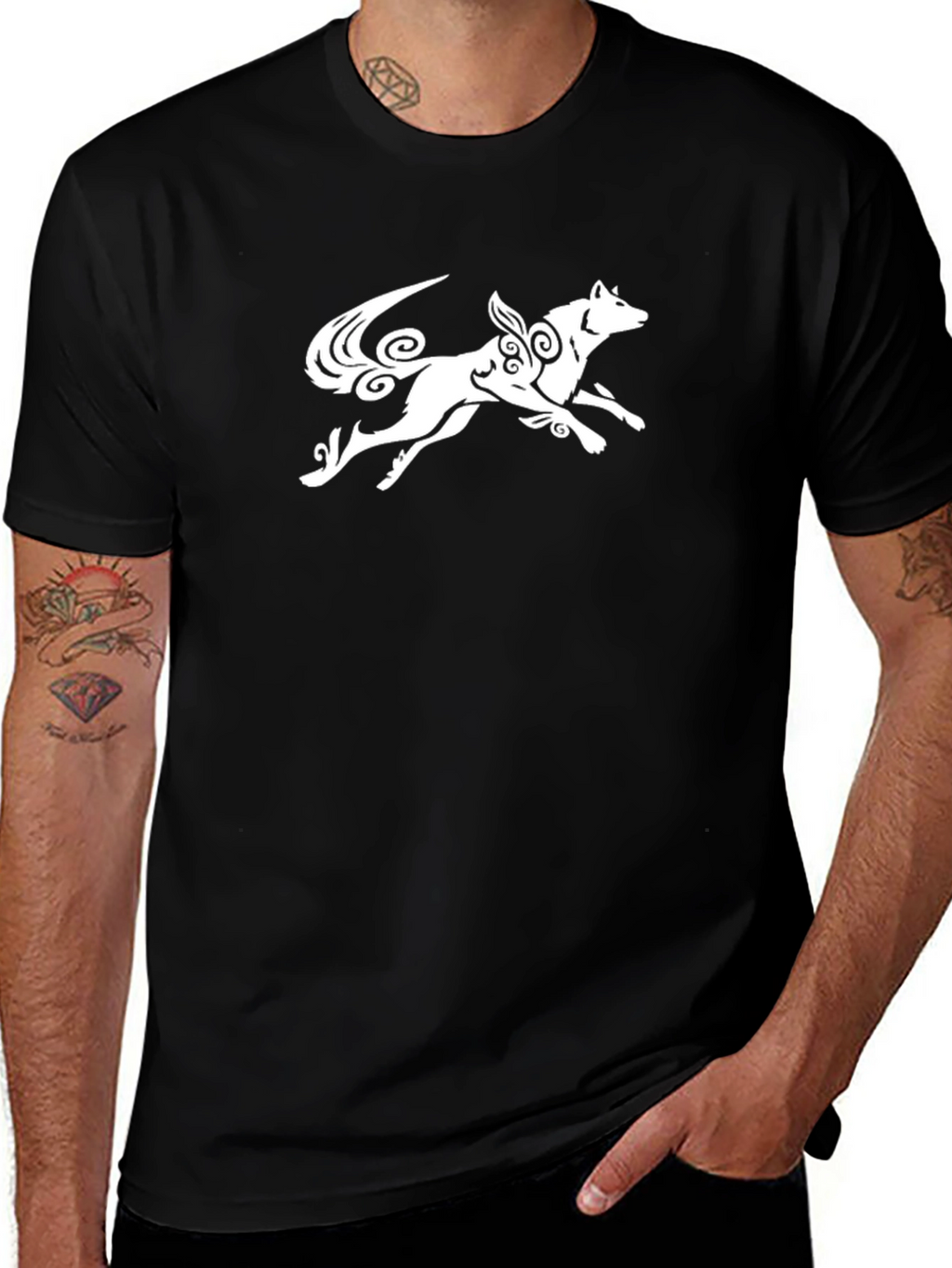 Wolf Design Graphic Print T-Shirt