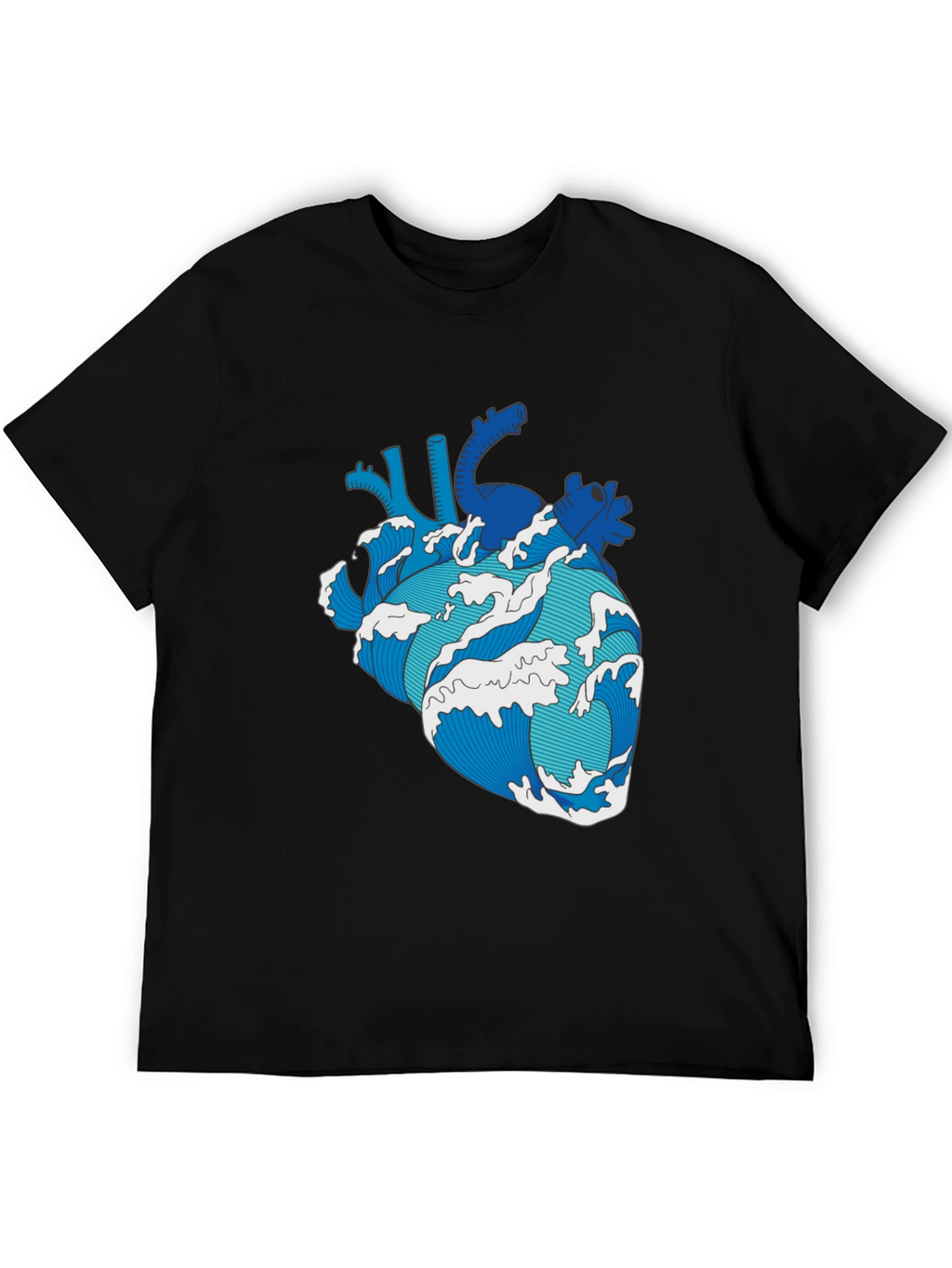 Wave Heart Black T-Shirt