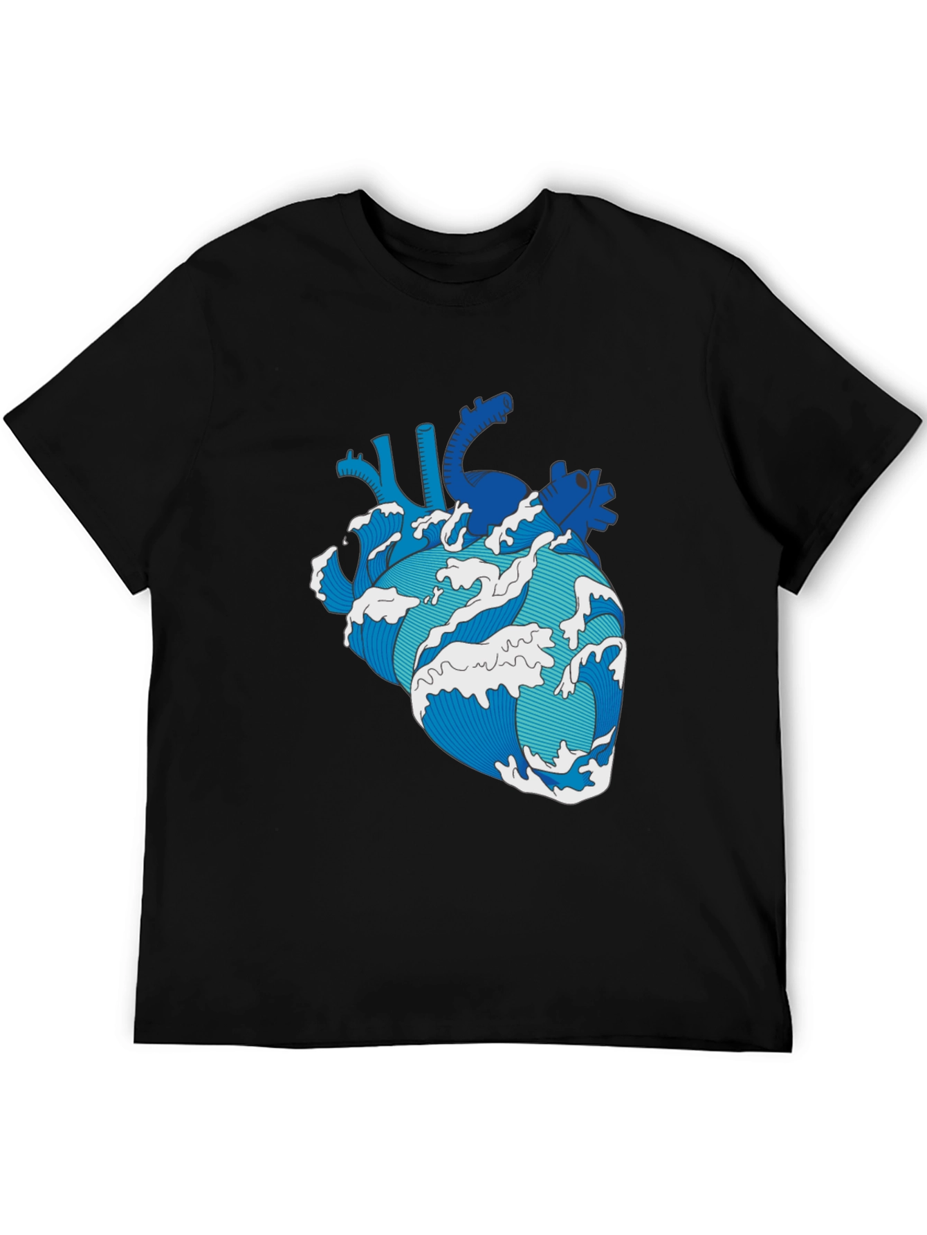 Wave Heart Black T-Shirt